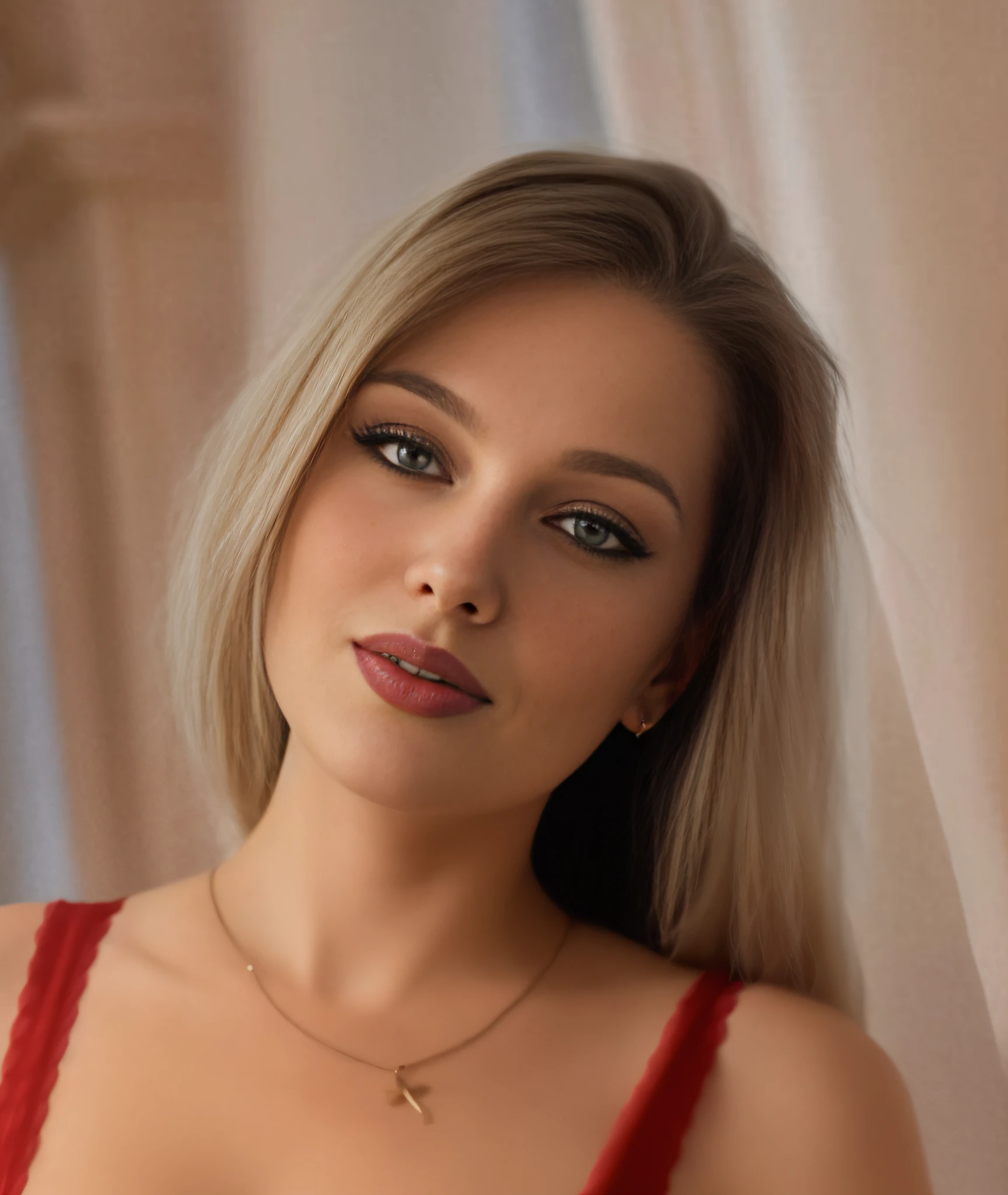 Woman with long blonde hair and blue eyes posing for photo, dasha taran, yelena belova, sexy face with full makeup, aleksandra waliszewska, a perfect face ), olga buzova, by Emma Andijewska, jaw dropping beauty, The style of Yulia Razumova, light braids and blue eyes