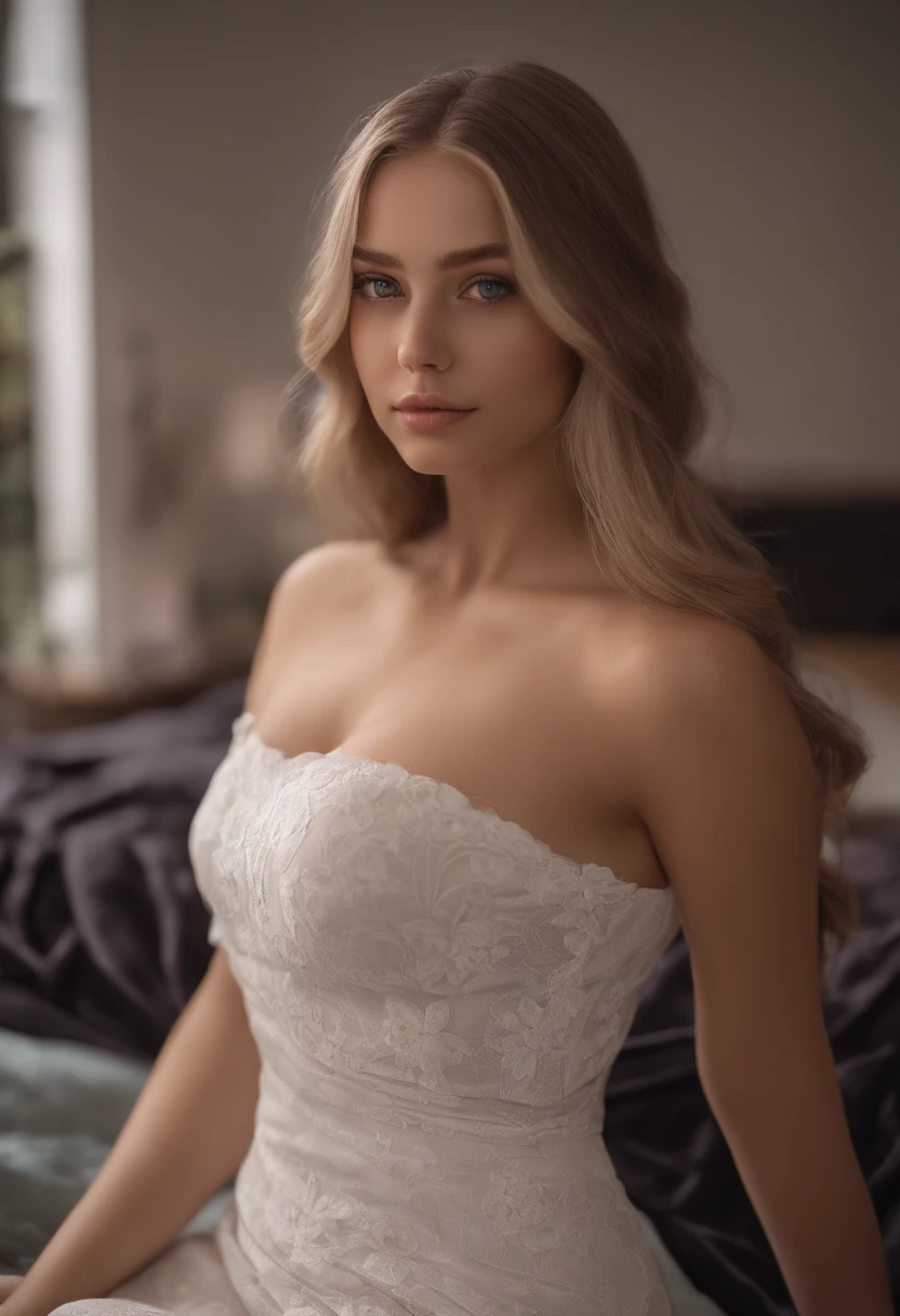 arafed woman fully , sexy girl with blue eyes, ultra realistic, meticulously detailed, portrait sophie mudd, blonde hair and large eyes, selfie of a young woman, bedroom eyes, violet myers, without makeup, natural makeup, looking directly at the floor, face with artgram, subtle makeup, stunning full body shot standing next to her friend, who is a brunette, large hips, very large bust, wearing casual dresses