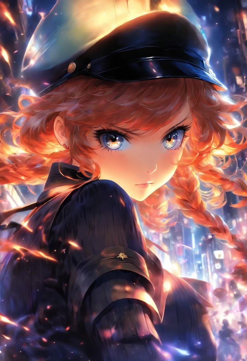8620 (maitetsu),8620 (uniform),masterpiece, best quality, ultra-detailed, illustration,black dress,hat,looking back,:d,white background,((Eye highlights))