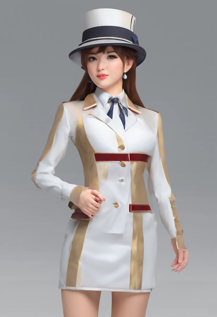 8620 (maitetsu),8620 (uniform),masterpiece, best quality, ultra-detailed, illustration,black dress,hat,looking back,:d,white background,((Eye highlights))