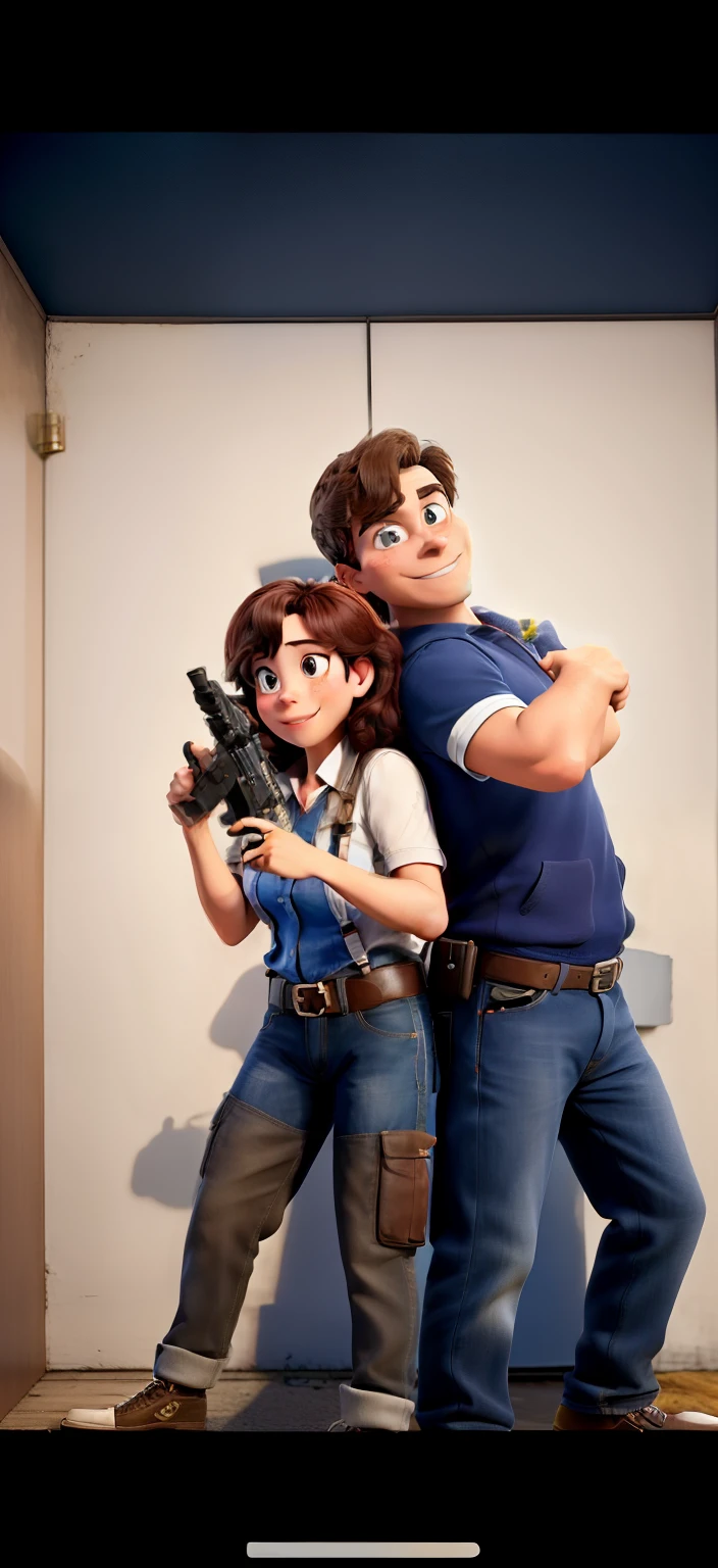 couple doing handguns back to back