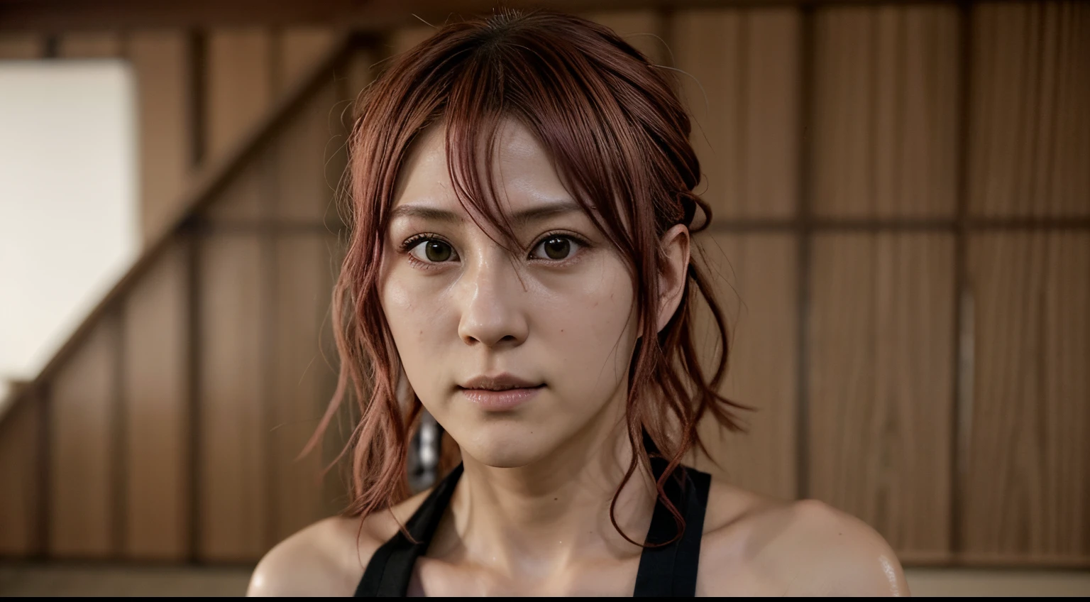 Nanami Kento de jujutsu kaisen segurando uma garota de cabelos marrons escuros e encaracolados e olhos castanhos.