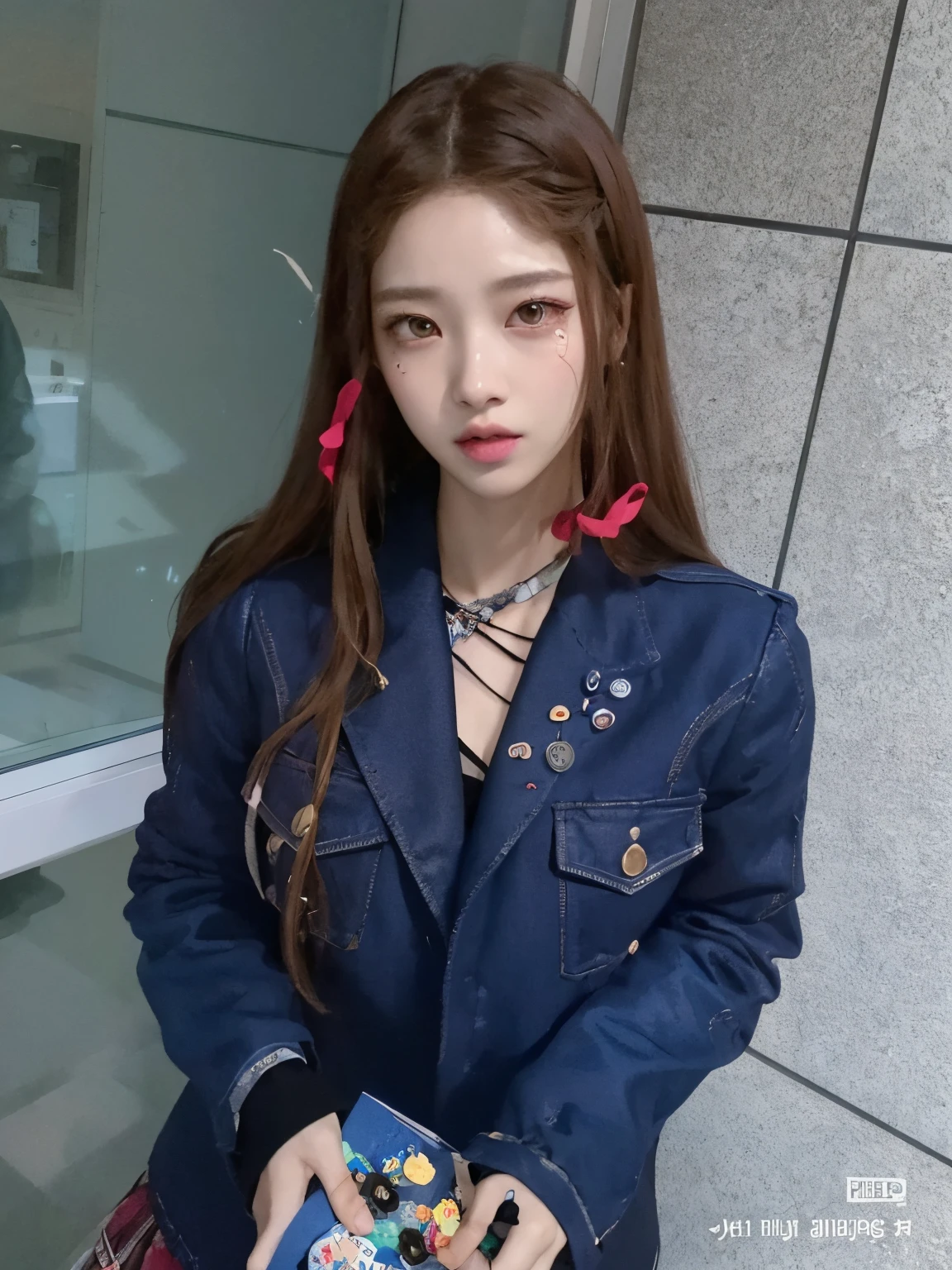arafed woman in a blue jacket holding a blue box with buttons, ulzzang, jossi of blackpink, jinyoung shin, portrait of jossi of blackpink, sakimichan, korean girl, jisoo from blackpink, tzuyu from twice, jisoo of blackpink, bae suzy, cai xukun, heonhwa choe, good young girl