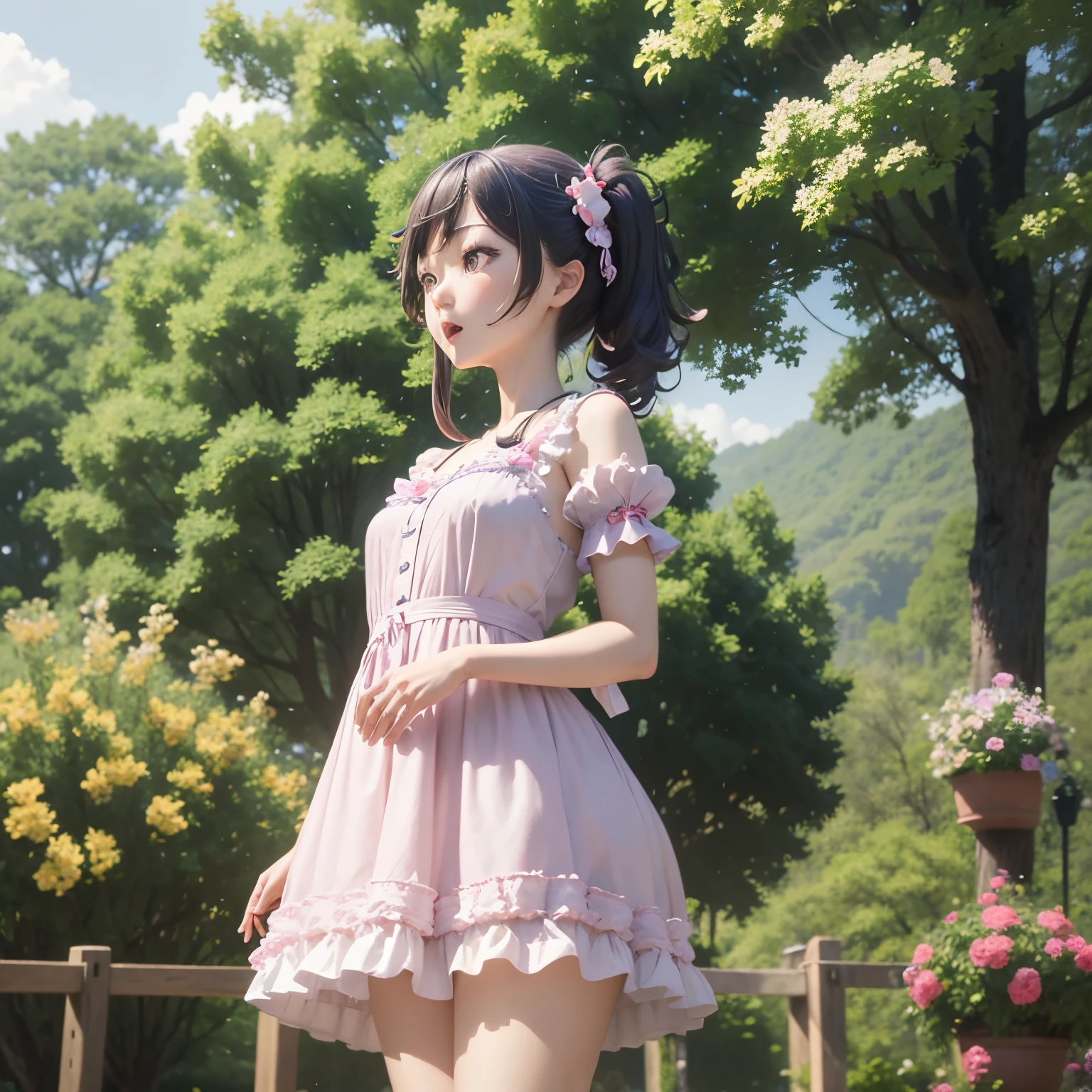 (RAW photo:1.2),(photorealistic:1.4),(masterpiece:1.3),(best quality:1.4),ultra high res,
dreamlike,scenery,1girl,
solo focus,full body,
(detailed eyes),(detailed facial features), (detailed clothes features),
skin tight, (shiny skin),(slender girl),(slim girl),
(1girl,solo),<lora:virtualgirlRin_v30:0.25>,VirtualGirl-Rin, happy, smile, (small breasts), bangs, bob hair, short hair, brown hair, brown eyes, black choker,
long loose revealing dress, loose dress,White gloves,high-heeled shoes, outdoors,cherry blossom,