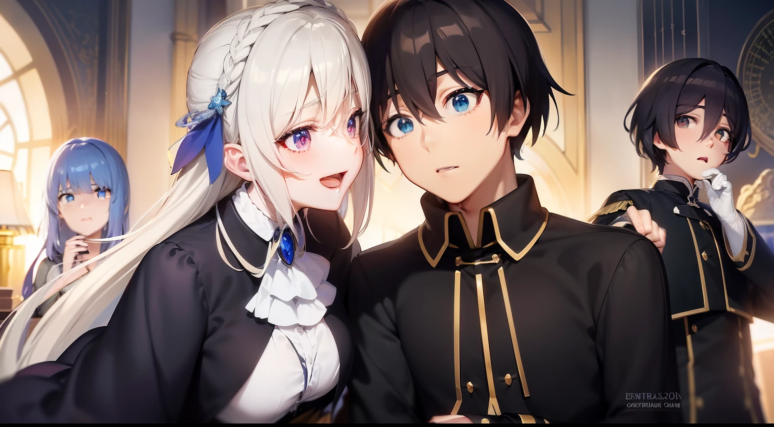 a group of anime characters standing next to each other in a room, popular isekai anime, Anime Estilo Estrela, Isekai, Ainda de anime de TV, Anime de hoje ainda em destaque, Captura de tela do filme de anime, ainda de anime, estrela, captura de tela de um anime de 2012, Cel anime sombreado, no filme de anime, Arte de Espada Online, alicization