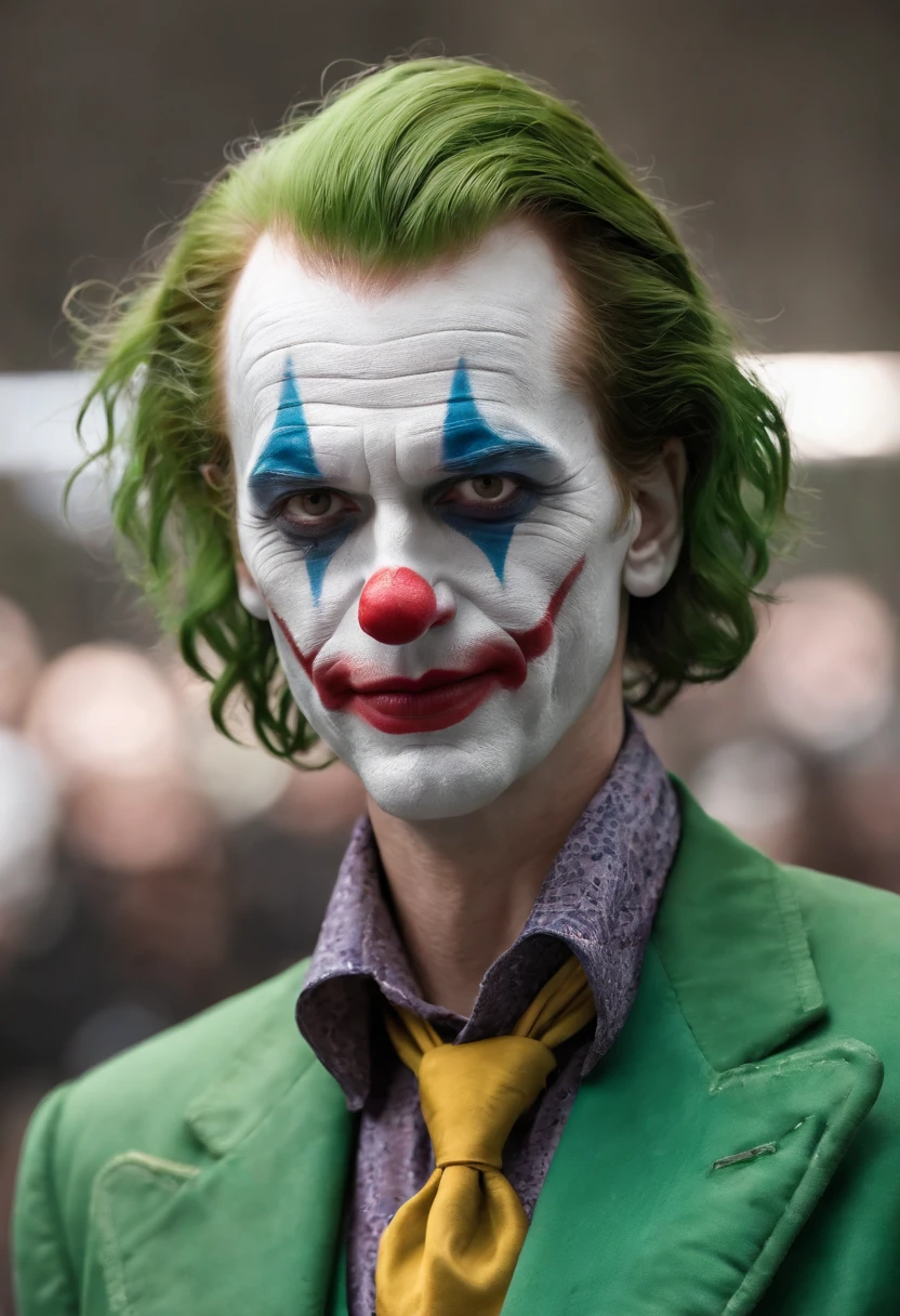 A clown drawing with green hair and a yellow jacket,Nicolas Masicaano's digital art,Hideous-looking,reddit,number art,Portrait of a clown,Portrait of a clown,Portrait of a clown,jocker,jocker,From the Joker(2019),#1 digital paintting of all time,#1 digital paintting of all time,film still of the joker