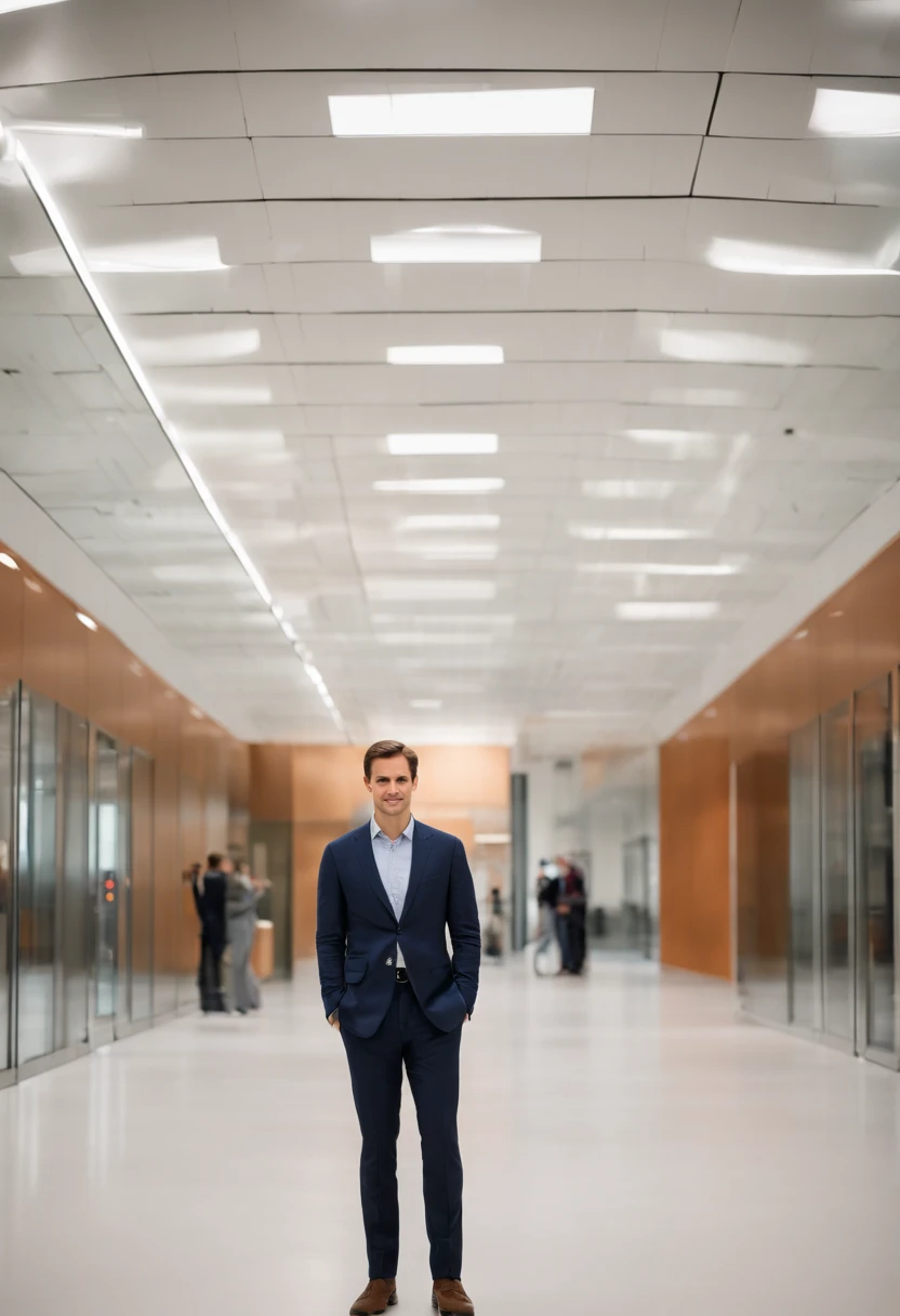 A photo of Spiegel, man, visiting a state-of-the-art biometric security research facility,original,Evan Spiegel, white male, short brown hair, cleft chin, male