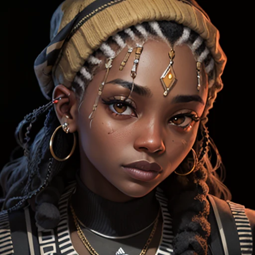 A portrait of Africas top ten rapper talinaky, dark background, dark tones