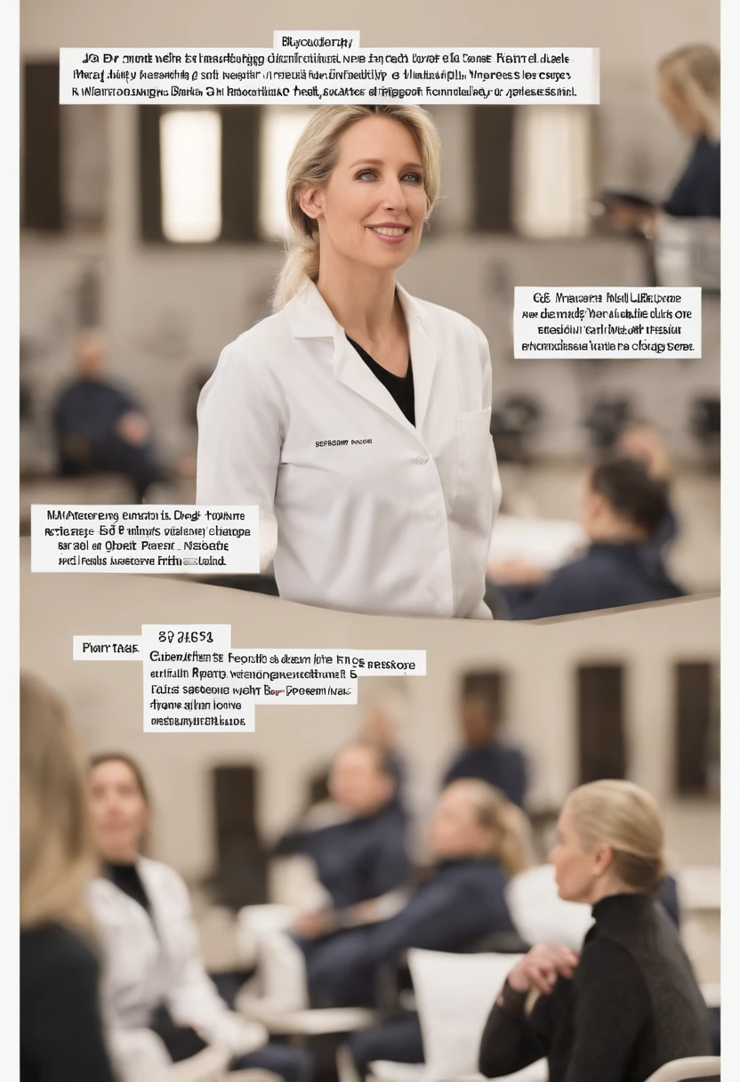 A photo of me teaching a healthcare workshop to fellow inmates,Real life,Before prison, Elizabeth Holmes, the founder of Theranos, was known for her signature black turtleneck, presenting an image of simplicity and focus. Holmes had straight blonde hair, often tied back, and rarely wore makeup, contributing to her minimalist and professional appearance., female