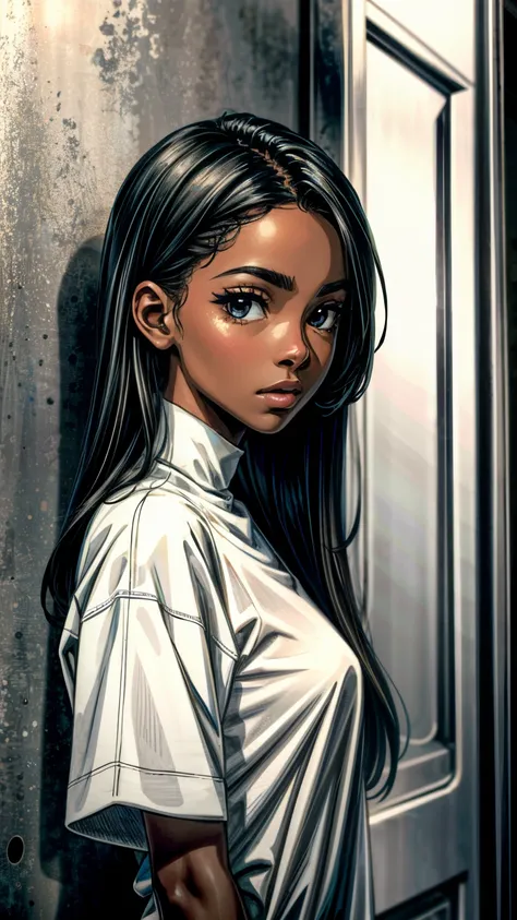 masterpiece, best quality, high-res, 1 girl, (dark skin), black eyes