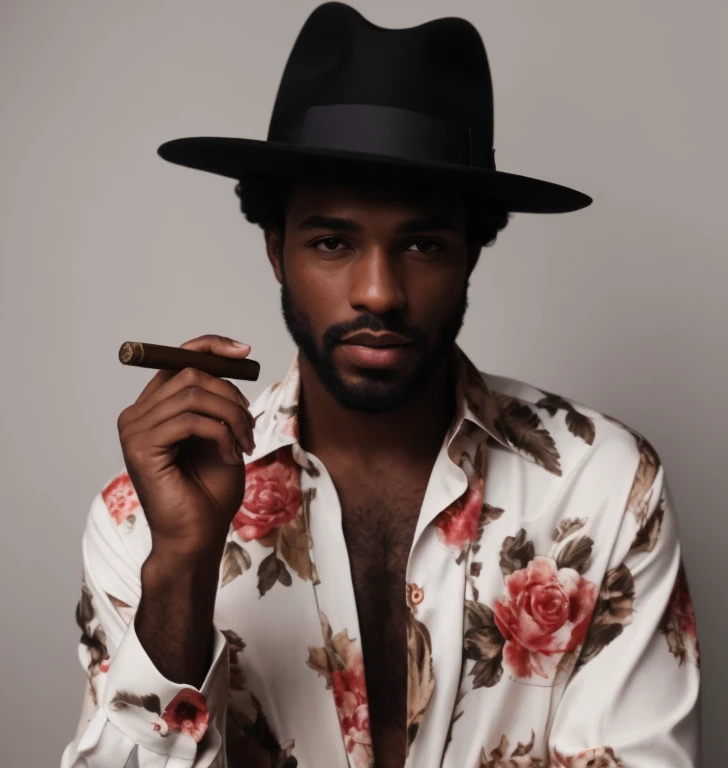 "(best quality,ultra-detalhado,Realistic:1.37),3d rendering wired man in hat and shirt smoking a cigar, a suited man in a hat, inspirado em Barkley Hendricks, com charuto, segurando um charuto, inspired by Theo Constanté, segurando charuto, Cowboy Negro, Foto em estilo de Tyler Mitchell, retrato de alta qualidade, photoshoot de moda high-end, caracter with brown hat, wearing a bowler hat