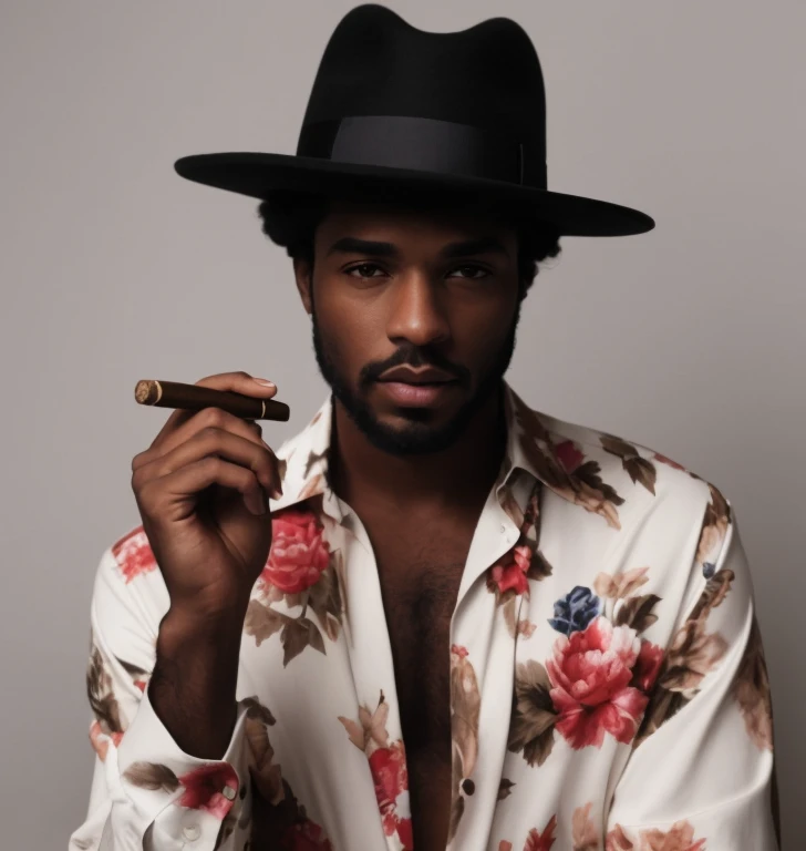 "(best quality,ultra-detalhado,Realistic:1.37),3d rendering wired man in hat and shirt smoking a cigar, a suited man in a hat, inspirado em Barkley Hendricks, com charuto, segurando um charuto, inspired by Theo Constanté, segurando charuto, Cowboy Negro, Foto em estilo de Tyler Mitchell, retrato de alta qualidade, photoshoot de moda high-end, caracter with brown hat, wearing a bowler hat