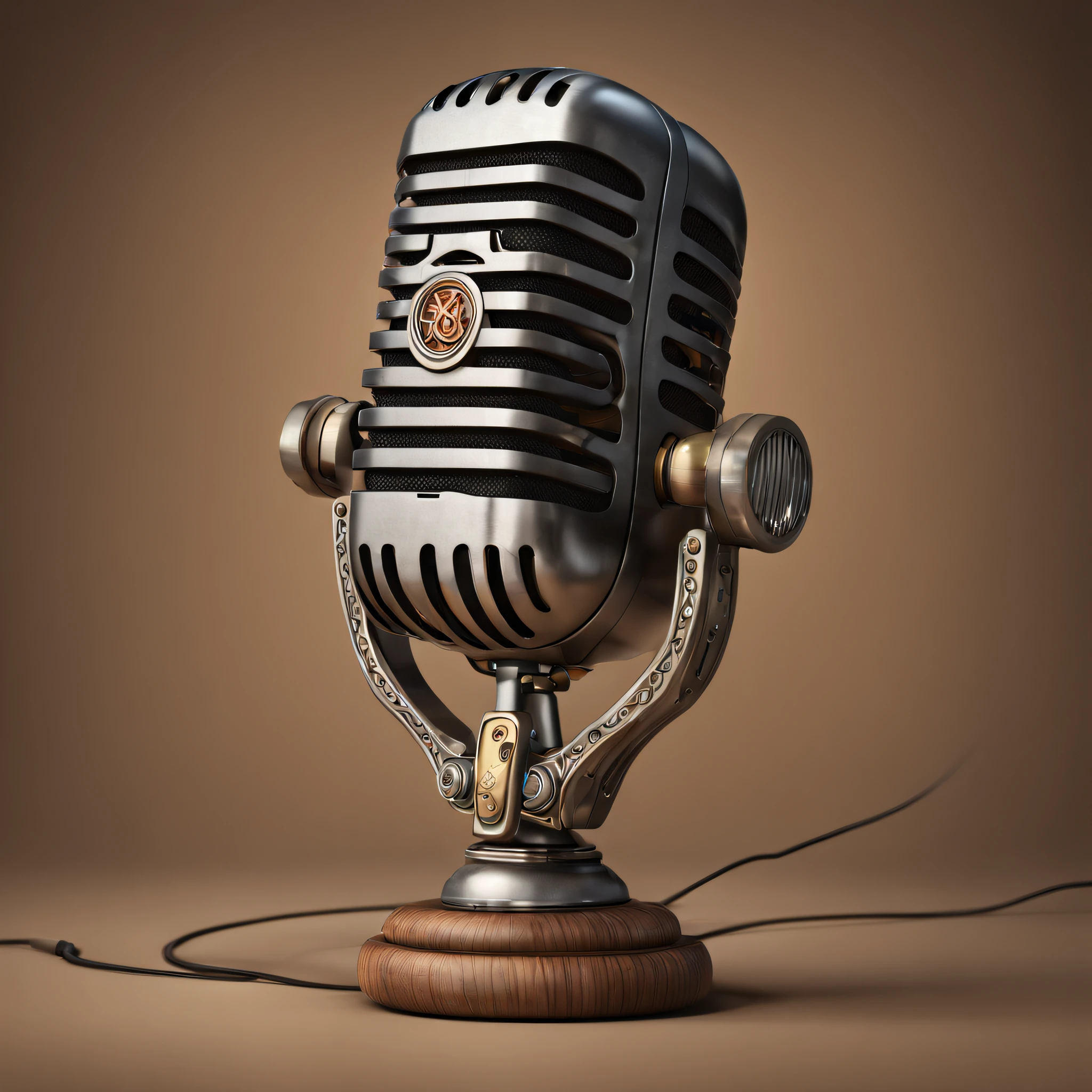 Detailed microphone, design by mark ryden, unreal 5, daz, hyperrealistic, octane render, cartoon style