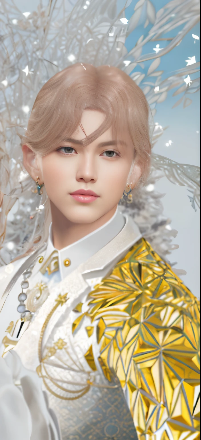 there is a woman in a white and gold dress holding a white horse, delicate androgynous prince, beautiful androgynous prince, inspired by Sim Sa-jeong, inspired by Bian Shoumin, imvu, digital art of an elegant, inspired in kris from deltarrune, elven male, inspired by Ren Renfa, inspired by Tommaso Dolabella