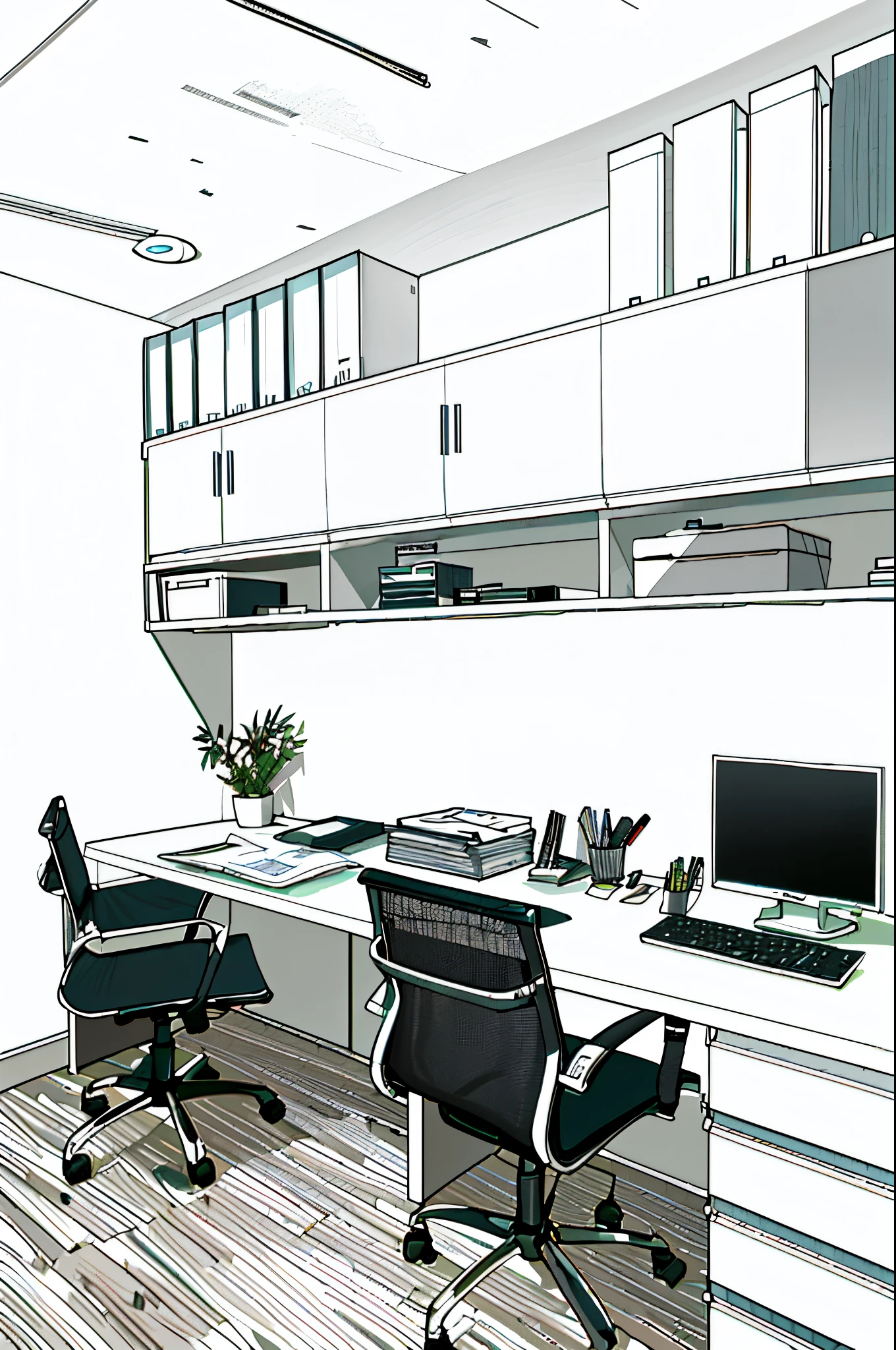 there is a desk with a computer and a chair in the room, minimalist home office, home office interior, modern office, home office, offices, functional and elegant look, minimalist desk, clean and organized, office interior, in office, backrooms office space, neat and tidy, office room interior, slik design, desks, bright it interiors