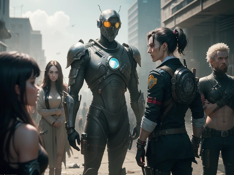they are dressed in steam suits and helmets walking down the street, 4k solarpunk wallpaper, cool sepia tone colors, raygun gothic, mechanized soldier girl, inspired by George Bogart, steelpunk, speculative biology, ( ( cyberpunk ) ), magicpunk, cgsociety - w 1 0 2 4 - n 8 - i, the jewelpunk aesthetic --auto --s2
