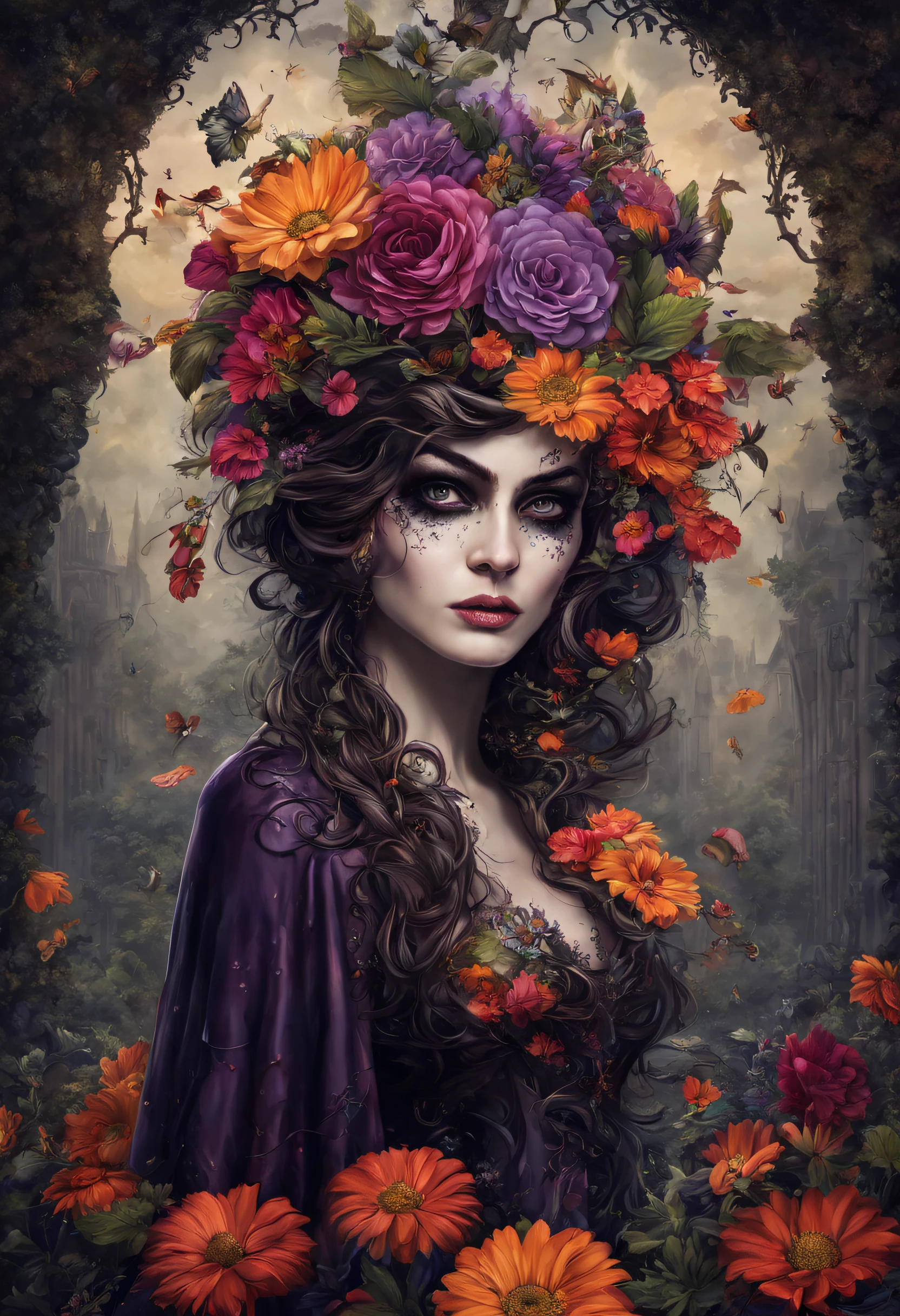 an elegant marijuana leaf stylized as a delicate bust of a gothic woman made of grapes and despair, tears falling into the cup, style by Luis Royo dvr-cl-dvsn