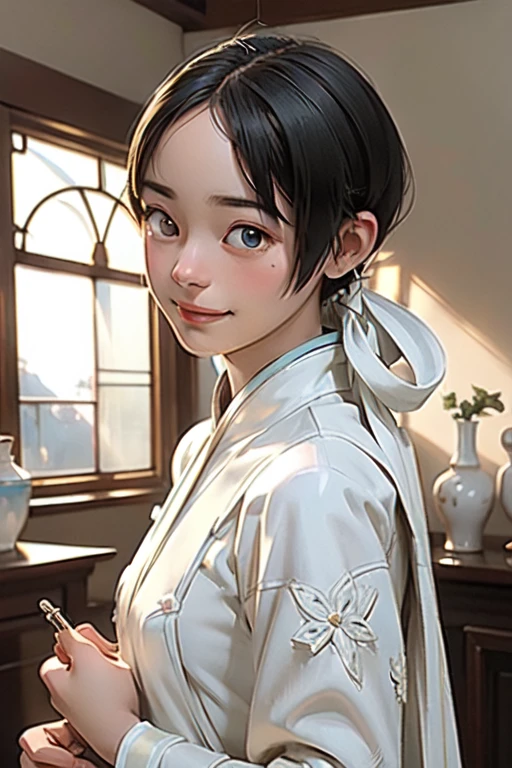 (A couple, beautiful girl and boy), big watery eyes, looking at each other, smiling and wearing white clothes, delicate hair, ancient Chinese beauty, and Handsome guy, wearing ancient Chinese clothing, flowing tulle, light silk, (clean background), ink painting style, clean color, decisive cutting, blank, freehand, super detailed, epic composition, the highest quality, Art Deco, Dutch Golden Age painting, depth of field, anime style, Pop art, Art Deco, Gothic art, backlighting, modern, Surrealism, masterpiece, high quality, 4k, anatomically correct, award-winning, HD, accurate, anatomically correct, super detail, 8k
