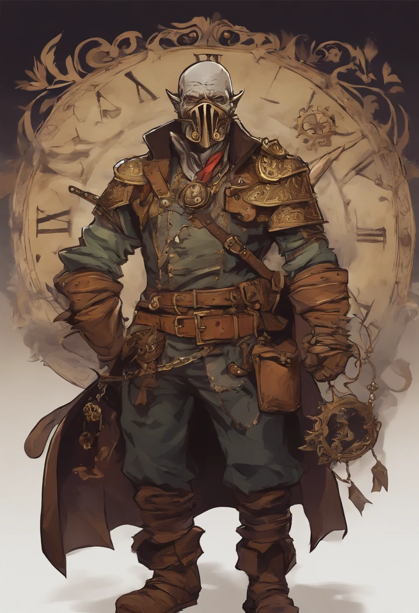 fantasy version of Bane with a clockwork / steampunk style mask and apparatus