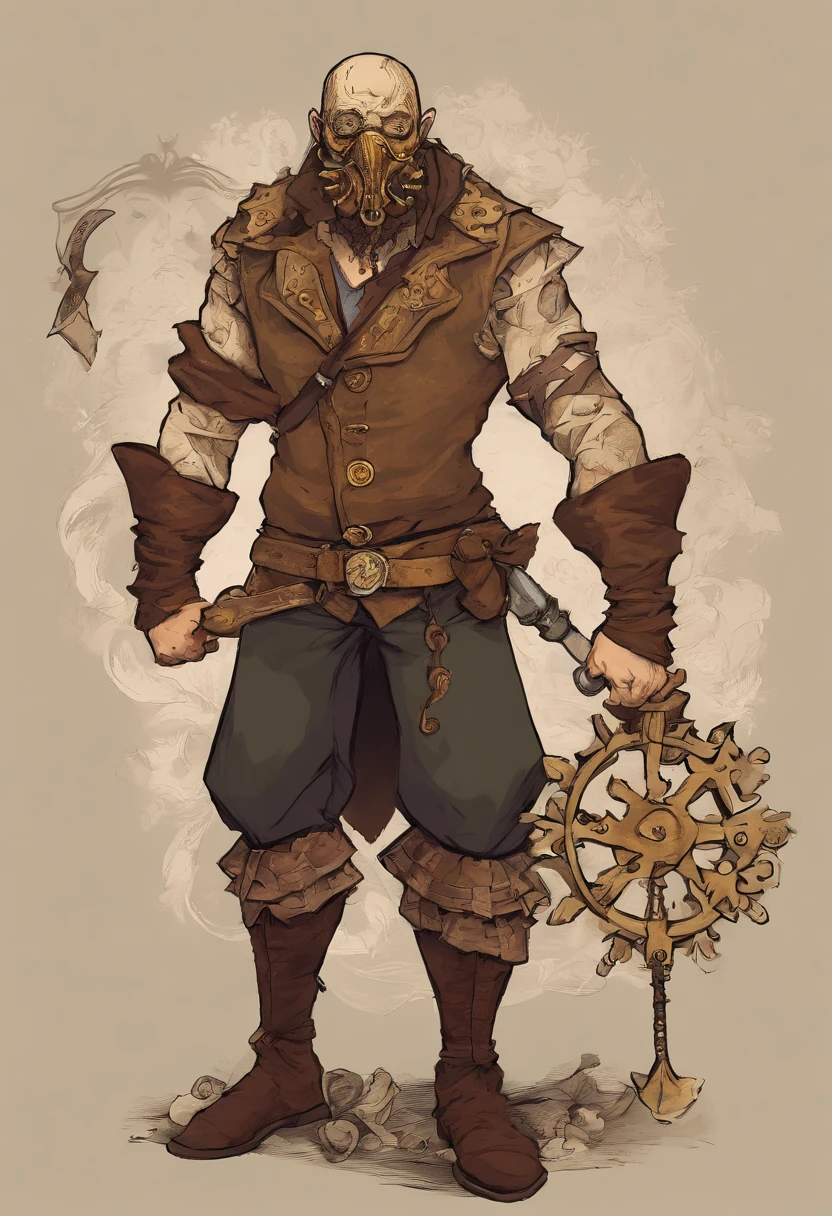 fantasy version of Bane with a clockwork / steampunk style mask and apparatus