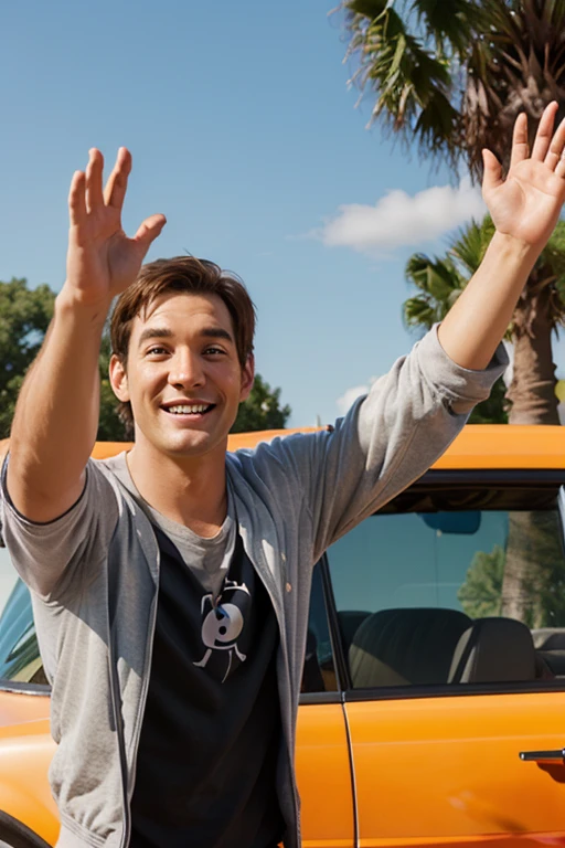enthusiastic pixar qualitygood looking guy waving Hi