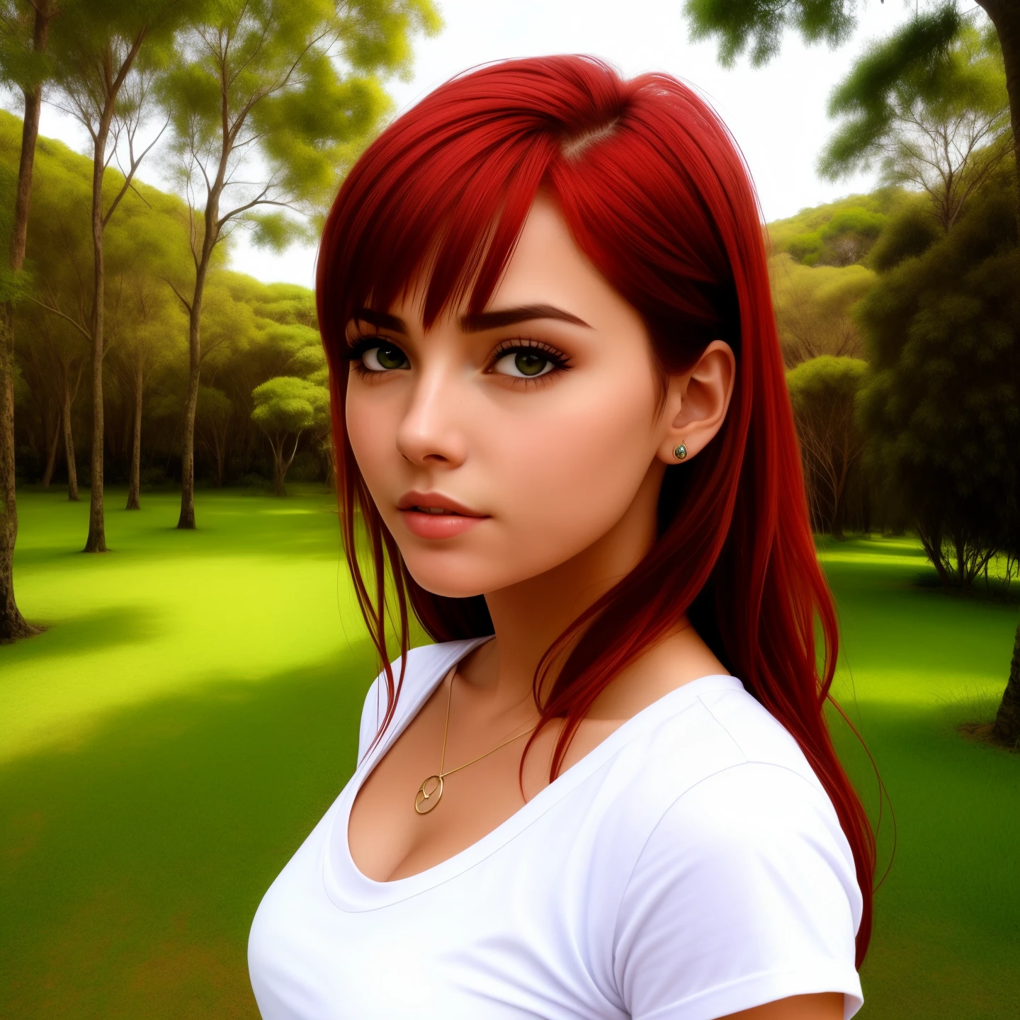 Prompts Copy prompts red hair, ultra realistic, selfie de uma jovem mulher, parque nacional, olhos grandes, olhos azuis, Retrato Sophie Mudd, maquiagem natural, tiro de corpo inteiro, busto de tamanho grande, Russa linda e hiper-realista 16k fundo interior da sua casa.