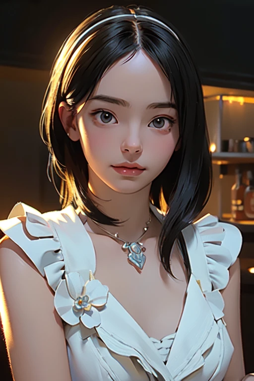 High Resolution, 1girl, Porcelain Dress, Hair Accessories, Necklace, Jewelry, Pretty Face, On Body, Tyndall Effect, Realistic, Shadow Studio, Rim Lighting, Dual Tone Lighting, (High Detail Skins: 1.2), 8k UHD, DSLR, soft light, volume light, sneak shot, photo, high resolution, background blur, Art Deco, Dutch Golden Age painting, depth of field, anime style, Pop art, Art Deco, Gothic art, backlighting, modern, Surrealism, Best Quality, Masterpiece, high quality, 4k, 8k, anatomically correct, award winning, HD, ccurate, anatomically correct, super detail, 8k