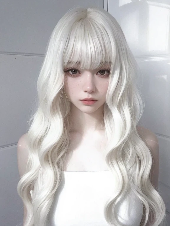 mujer de pelo blanco con largo, ondulado, pelo blanco y flequillo, flequillo blanco, Cabello largo y blanco y flequillo, cabello Whitebangs cabello, Cabello blanco largo y ondulado, cabello blanco con frituras, Su cabello es blanco, Peinado blanco de corte hime, cabello blanco y hermoso, cabello blanco que fluye, cabello blanco intenso, Color de pelo blanco, Cabello largo blanco ondulado, Whitebangs