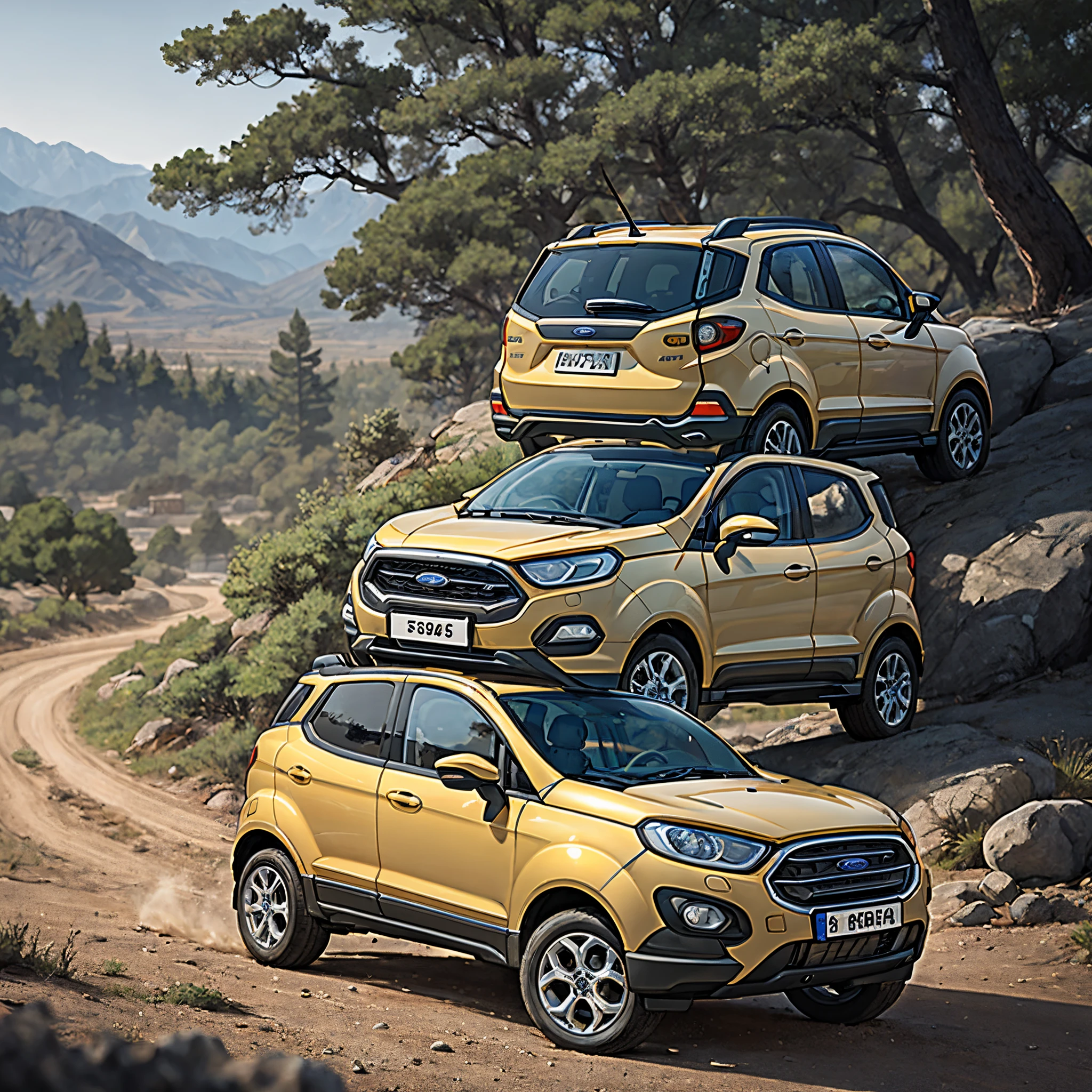 Create a Ford ecosport offroad with overlanding accessories and capable of passing through any terrain