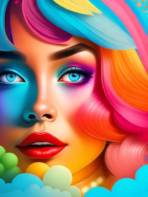 Graffiti painting, street art, 8k wallpaper extremely detailed CG unit, 8k landscape, artwork, masterpiece, best quality, amazing light brush strokes, of a woman in graffiti style on a white wall with vibrant colors.