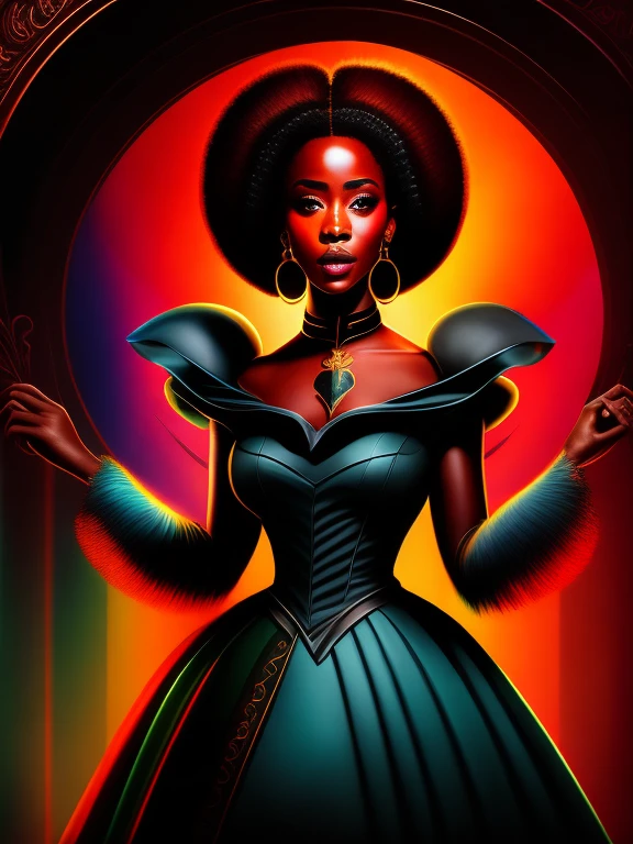 o resumo colorido de uma linda jovem de pele negra, (colorido,alto detalhamento,arte vetorial)