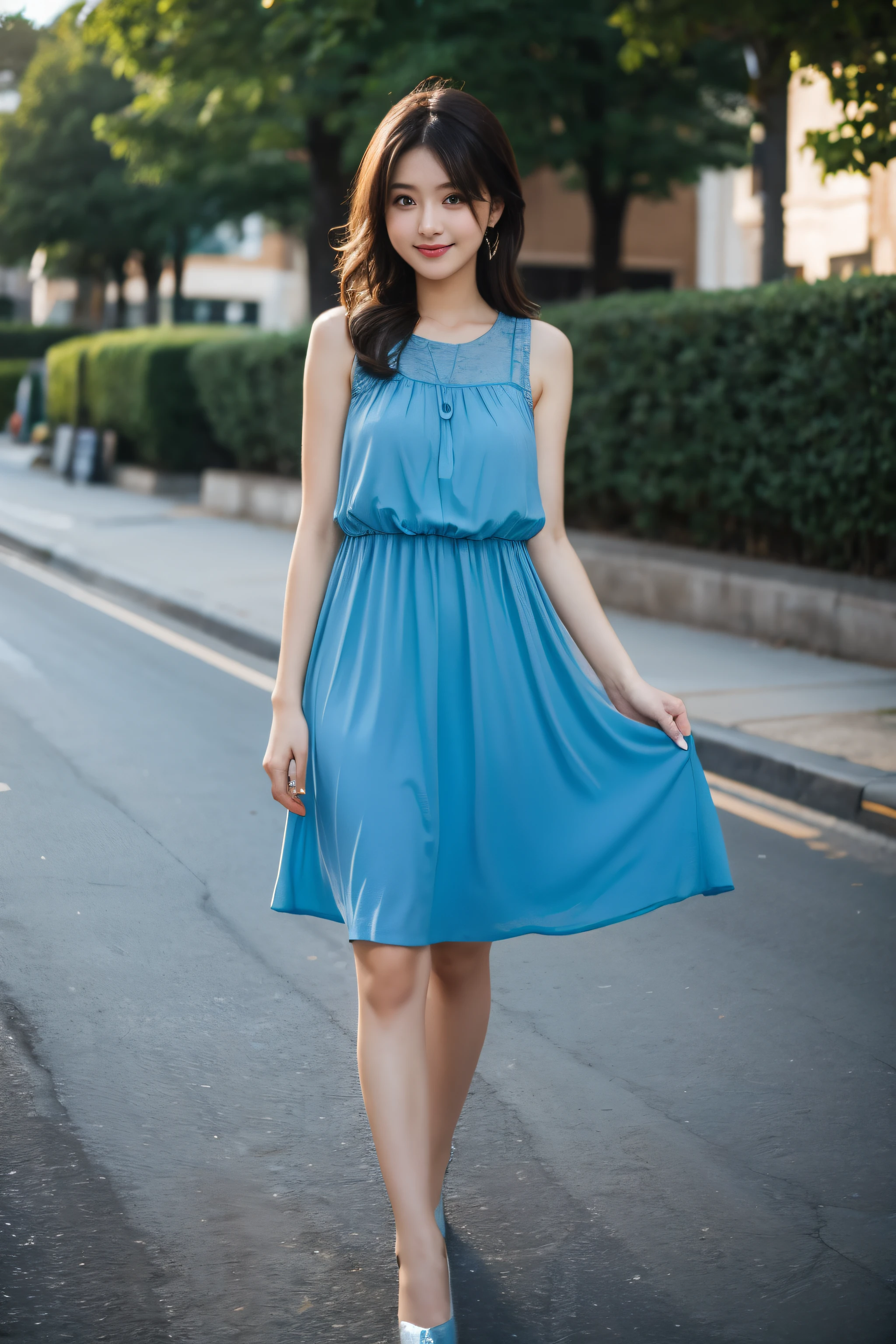 girl in blue dress