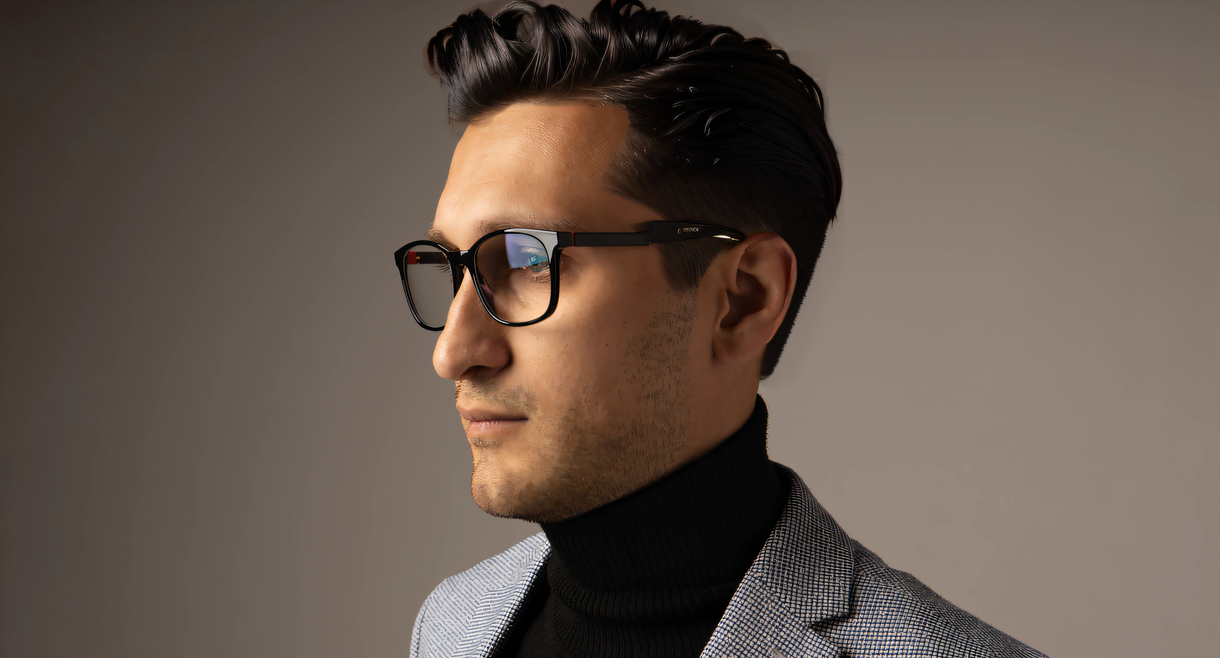 dark quiff hairstyle, dark hair salon photography