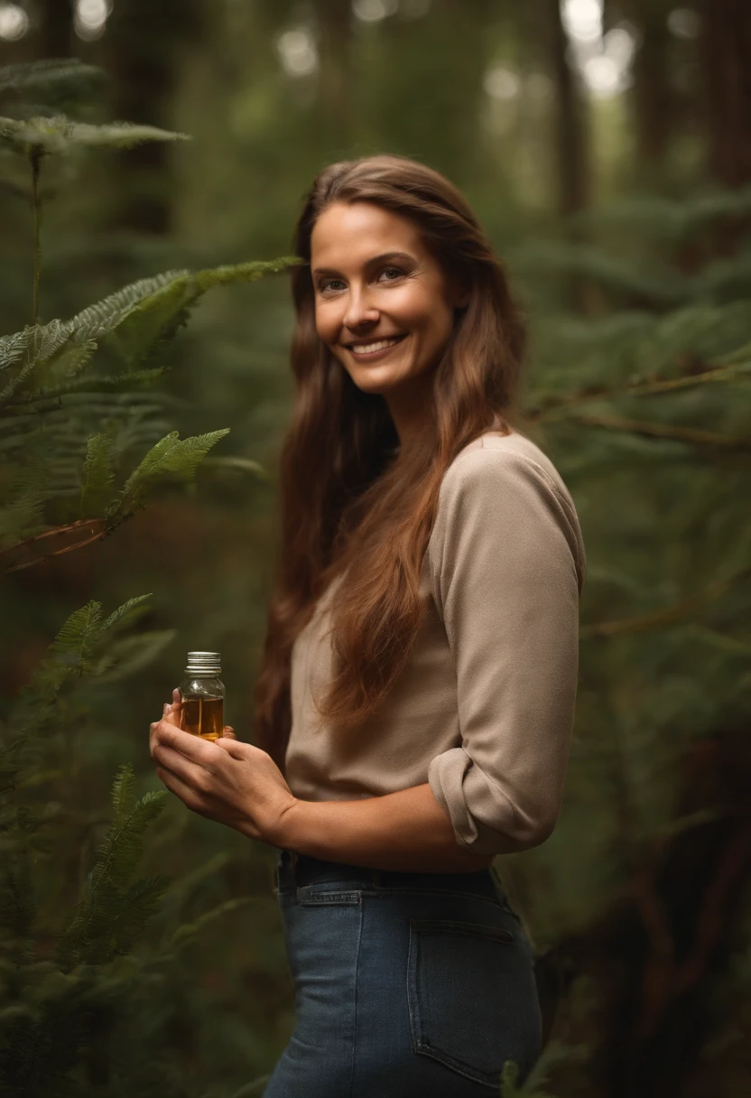 A photo of Mary holding a vial of psilocybin extract, smiling warmly at the camera.,original,In the serene, forested expanses of rural Northern California resides Mary, the world’s foremost expert on magic mushrooms. She has long, sun-kissed hair often tied back in a practical ponytail and attire that blends seamlessly with the natural environment she cherishes., female