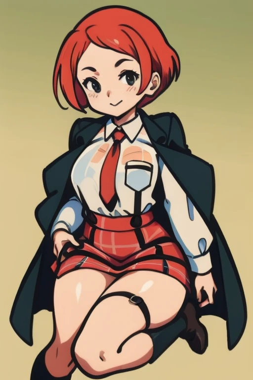 (masutepiece, Best Quality), Intricate details,
amelia watson, White shirt, red necktie, plaid skirts, high waist skirt, thighs thighs thighs thighs, stethoscope, pocket watch, detective, coat, Deerstalker, Black footwear, frill shirt, 鎖骨, Suspender Skirt,
Resin, Smile,