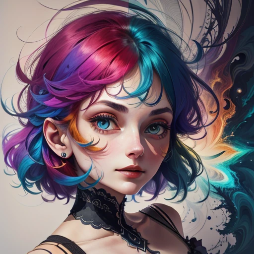 colorhalf00d,, overhead angle of a Woman,