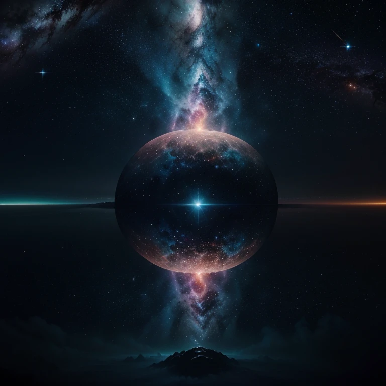 /imagine prompt: A nebula, swirling cosmic clouds of iridescent gas and dust, a celestial masterpiece painted across the vastness of space. The ethereal dance of stellar birth and death, a kaleidoscope of vibrant hues illuminating the cosmic canvas. A surreal dreamscape where stars are born and galaxies collide, a breathtaking glimpse into the cosmic ballet of creation.

A cosmic expanse, an otherworldly realm where time and space intertwine, a boundless void echoing with the whispers of celestial phenomena. The interstellar symphony of a million twinkling lights, each telling a story of cosmic origins and astronomical marvels. A panorama of cosmic wonders that defy imagination, a visual feast for those who dare to gaze into the cosmic abyss.

The mood, an awe-inspiring reverence for the vastness of the cosmos, a sense of humility in the face of the cosmic grandeur. A profound wonderment at the mysteries of the universe, an invitation to ponder the infinite possibilities that lie beyond the earthly realm. The mood evokes a contemplative spirit, a deep appreciation for the beauty and complexity of the cosmos.

The atmosphere, a cosmic tranquility enveloping the scene, a serene and timeless beauty that transcends the earthly realm. A sense of weightlessness and suspension in the cosmic void, an ethereal ambiance that transports observers to the farthest reaches of the universe. The atmosphere resonates with a harmonious blend of cosmic energies, creating an otherworldly experience that transcends the boundaries of the observer's reality.

The lighting effect, a celestial illumination casting an ethereal glow on the cosmic tableau, a soft and radiant light that reveals the intricate details of nebular formations. The interplay of cosmic lights, a dance of photons that highlights the contours of celestial clouds and accentuates the cosmic drama. The lighting effect bathes the scene in a mesmerizing glow, creating a sense of depth and dimensionality that accentuates the