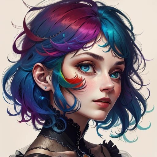 colorhalf00d,, overhead angle of a Woman,