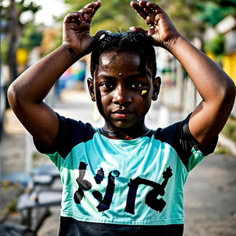 A 6 year old child called rayzinho with dark skin