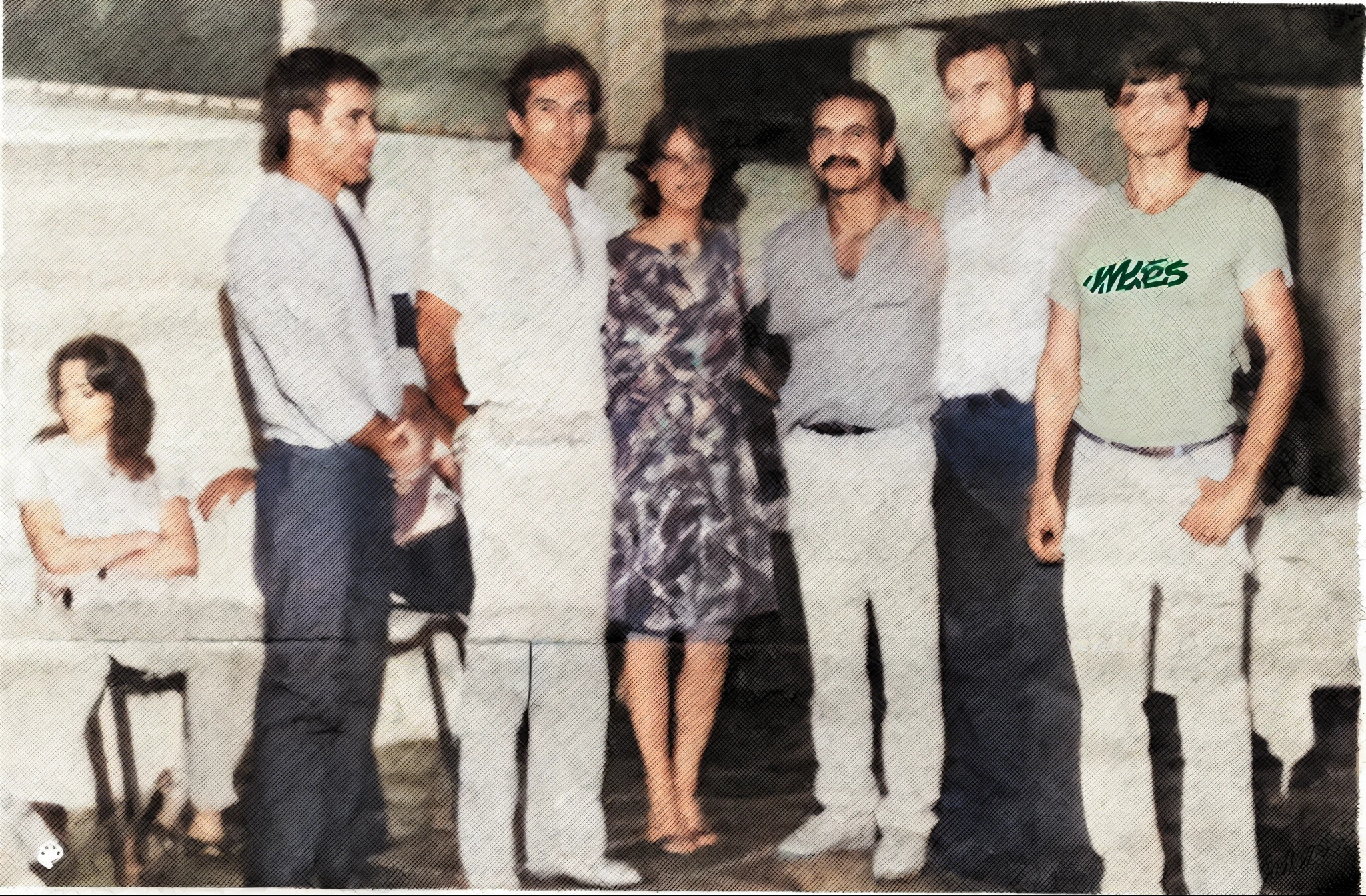 there are many people posing for a picture in this old photo, in group photograph, old picture, old photo, old photograph, very old photo, in 1 9 8 5, photo from the 7 0 s, photo from the 70s, old photography, taken in the late 1970s, taken in the 1970s, rare classified photo