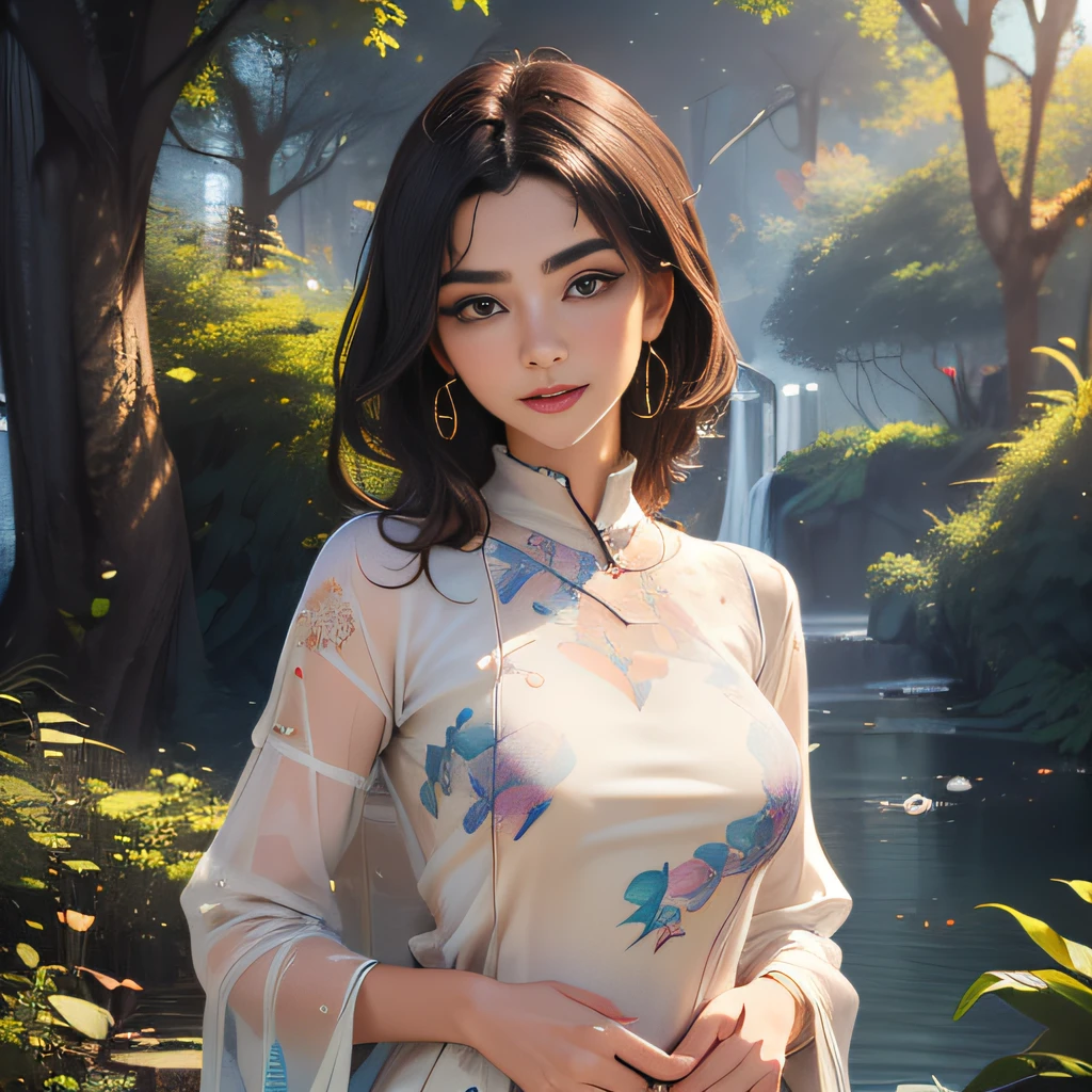 (Extremely detailed 8k wallpaper:2), (photo:2), (24 years old soigne Beautiful girl:2), (gives a lecture to friends:2), detailed (Face and eyes), (hyper realistic:1), (highly detailed:1), (epic realistic:1), rim light, (maximum details:1), cozy, (fullbody:1.3), (looking at viewer:2.0), (Woman's Attractive Qualities:2), (Attractive Woman:2), (Attractive:2), Smile, Intelligence, Empathy, Gracefulness, Sense of Style, Fitness, Grooming, Optimism, (Sensitivity:2), Sincerity, Romantic Gestures, Playfulness, Fashion Sense, (Sensuality:2), Charm, Modesty, Thoughtfulness, (Femininity:1), Flirtatiousness, Warmth, (Physical attractiveness:2), A beautiful smile, A love of life, strength and power, vulnerability, curiosity, wonder, love, (nature background:2), kawaii, waifu, Beautiful breasts, (attractive body:2), (Beautiful body:2), Beautiful pose, attractive pose, (Beautiful legs:1.0), (Beautiful clothes:1), (classic clothes:2), (elegant clothes:2), (European clothes:2), detailed clothes, (skirt:1), (blouse:1), (provocative pose)