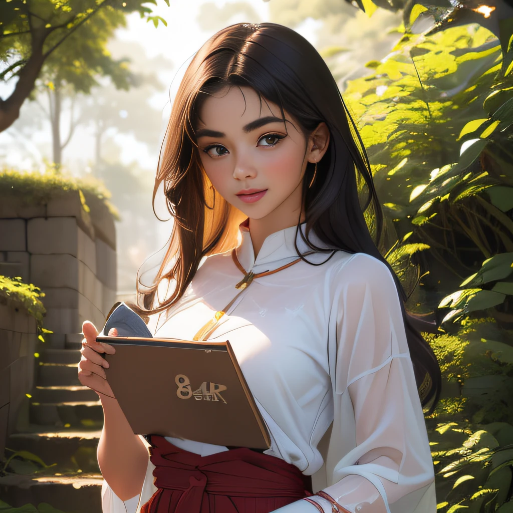 (Extremely detailed 8k wallpaper:2), (photo:2), (24 years old soigne Beautiful girl:2), (gives a lecture to friends:2), detailed (Face and eyes), (hyper realistic:1), (highly detailed:1), (epic realistic:1), rim light, (maximum details:1), cozy, (fullbody:1.3), (looking at viewer:2.0), (Woman's Attractive Qualities:2), (Attractive Woman:2), (Attractive:2), Smile, Intelligence, Empathy, Gracefulness, Sense of Style, Fitness, Grooming, Optimism, (Sensitivity:2), Sincerity, Romantic Gestures, Playfulness, Fashion Sense, (Sensuality:2), Charm, Modesty, Thoughtfulness, (Femininity:1), Flirtatiousness, Warmth, (Physical attractiveness:2), A beautiful smile, A love of life, strength and power, vulnerability, curiosity, wonder, love, (nature background:2), kawaii, waifu, Beautiful breasts, (attractive body:2), (Beautiful body:2), Beautiful pose, attractive pose, (Beautiful legs:1.0), (Beautiful clothes:1), (classic clothes:2), (elegant clothes:2), (European clothes:2), detailed clothes, (skirt:1), (blouse:1), (provocative pose)