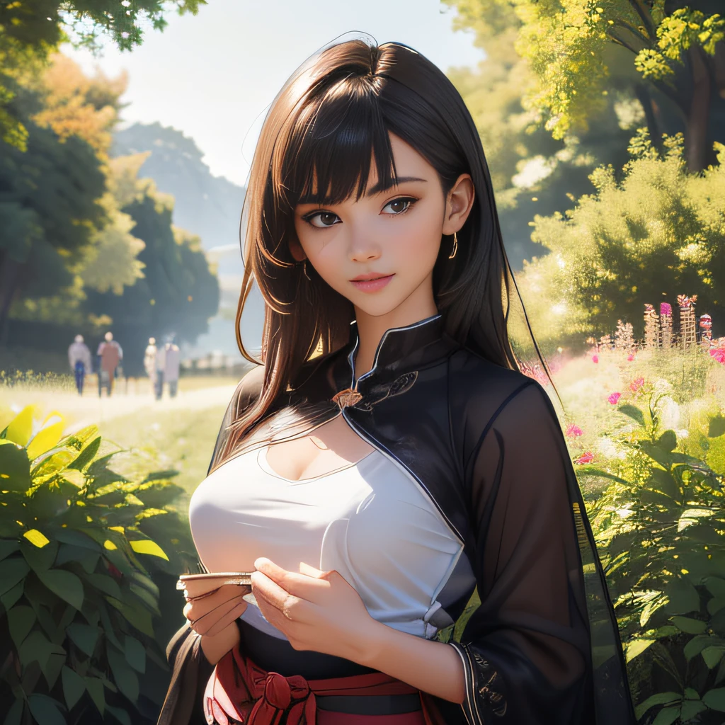 (Extremely detailed 8k wallpaper:2), (photo:2), (22 years old soigne Beautiful girl:2), (gives a lecture to friends:2), detailed (Face and eyes), (hyper realistic:1), (highly detailed:1), (epic realistic:1), rim light, (maximum details:1), cozy, (fullbody:1.3), (looking at viewer:2.0), (Woman's Attractive Qualities:2), (Attractive Woman:2), (Attractive:2), Smile, Intelligence, Empathy, Gracefulness, Sense of Style, Fitness, Grooming, Optimism, (Sensitivity:2), Sincerity, Romantic Gestures, Playfulness, Fashion Sense, (Sensuality:2), Charm, Modesty, Thoughtfulness, (Femininity:1), Flirtatiousness, Warmth, (Physical attractiveness:2), A beautiful smile, A love of life, strength and power, vulnerability, curiosity, wonder, love, (nature background:2), kawaii, waifu, Beautiful breasts, (attractive body:2), (Beautiful body:2), Beautiful pose, attractive pose, (Beautiful legs:1.0), (Beautiful clothes:1), (classic clothes:2), (elegant clothes:2), (European clothes:2), detailed clothes, (skirt:1), (blouse:1), (provocative pose)