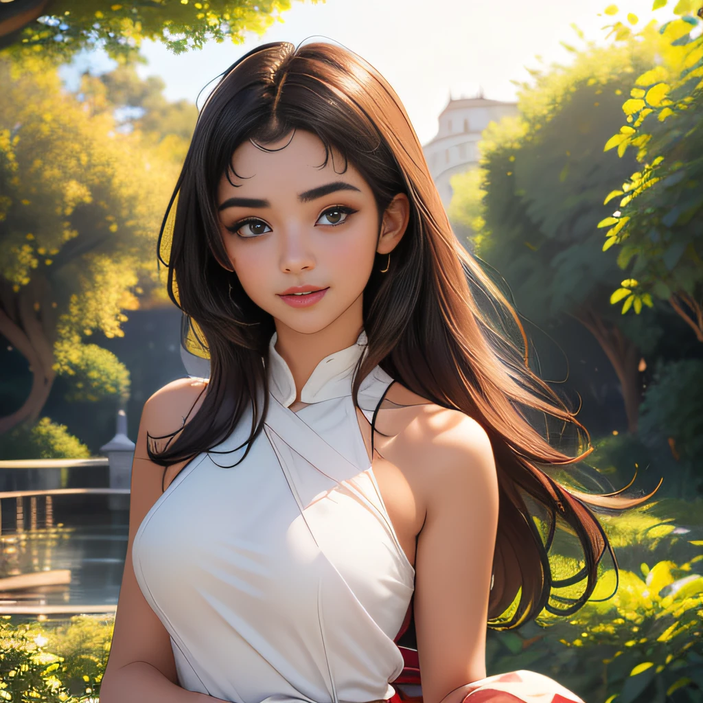 (Extremely detailed 8k wallpaper:2), (photo:2), (24 years old soigne Beautiful girl:2), (gives a lecture to friends:2), detailed (Face and eyes), (hyper realistic:1), (highly detailed:1), (epic realistic:1), rim light, (maximum details:1), cozy, (fullbody:1.3), (looking at viewer:2.0), (Woman's Attractive Qualities:2), (Attractive Woman:2), (Attractive:2), Smile, Intelligence, Empathy, Gracefulness, Sense of Style, Fitness, Grooming, Optimism, (Sensitivity:2), Sincerity, Romantic Gestures, Playfulness, Fashion Sense, (Sensuality:2), Charm, Modesty, Thoughtfulness, (Femininity:1), Flirtatiousness, Warmth, (Physical attractiveness:2), A beautiful smile, A love of life, strength and power, vulnerability, curiosity, wonder, love, (nature background:2), kawaii, waifu, Beautiful breasts, (attractive body:2), (Beautiful body:2), Beautiful pose, attractive pose, (Beautiful legs:1.0), (Beautiful clothes:1), (classic clothes:2), (elegant clothes:2), (European clothes:2), detailed clothes, (skirt:1), (blouse:1), (provocative pose)