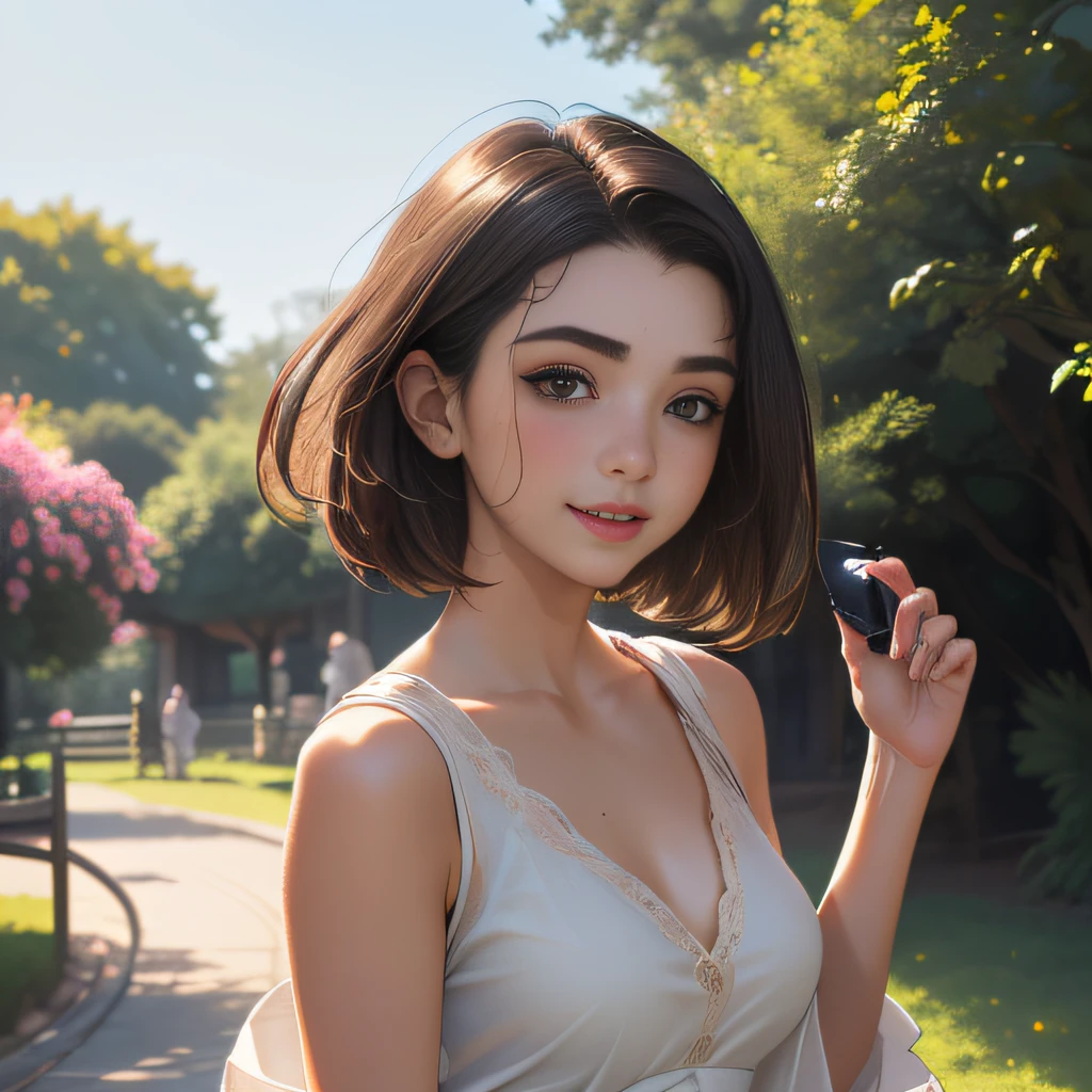 (Extremely detailed 8k wallpaper:2), (photo:2), (22 years old soigne Beautiful girl:2), (gives a lecture to friends:2), detailed (Face and eyes), (hyper realistic:1), (highly detailed:1), (epic realistic:1), rim light, (maximum details:1), cozy, (fullbody:1.3), (looking at viewer:2), (Woman's Attractive Qualities:2), (Attractive Woman:2), (Attractive:2), Smile, Intelligence, Empathy, Gracefulness, Sense of Style, Fitness, Grooming, Optimism, (Sensitivity:2), Sincerity, Romantic Gestures, Playfulness, Fashion Sense, (Sensuality:2), Charm, Modesty, Thoughtfulness, (Femininity:1), Flirtatiousness, Warmth, (Physical attractiveness:2), A beautiful smile, A love of life, strength and power, vulnerability, curiosity, wonder, love, (nature background:2), kawaii, waifu, Beautiful breasts, (attractive body:2), (Beautiful body:2), Beautiful pose, attractive pose, (Beautiful legs:1.0), (Beautiful clothes:1), (classic clothes:2), (elegant clothes:2), (European clothes:2), detailed clothes, (skirt:1), (blouse:1), (provocative pose)