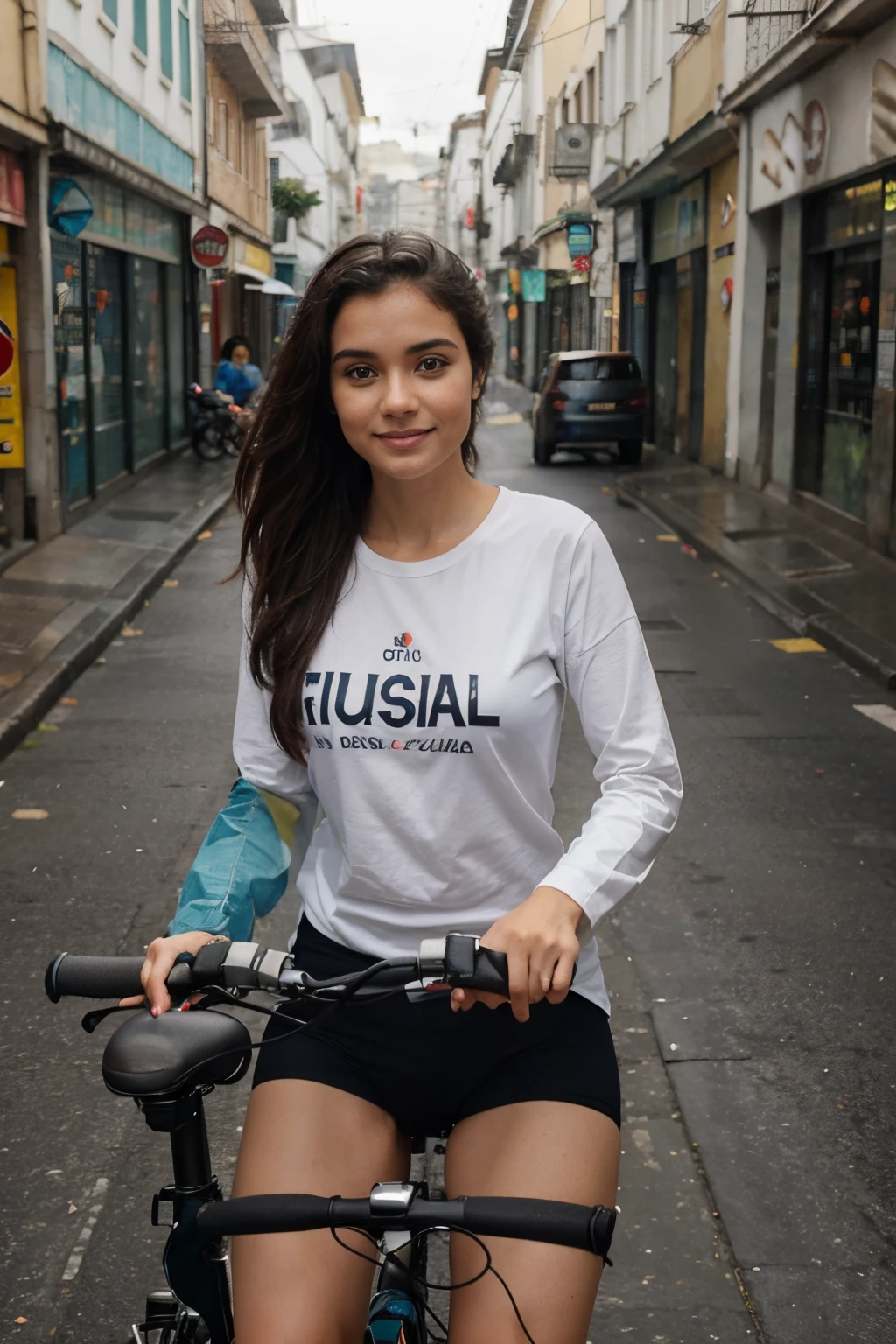 cidade perfeita para ciclistas que usam suas bicicletas para ir ao trabalho com roupa social num dia de chuva