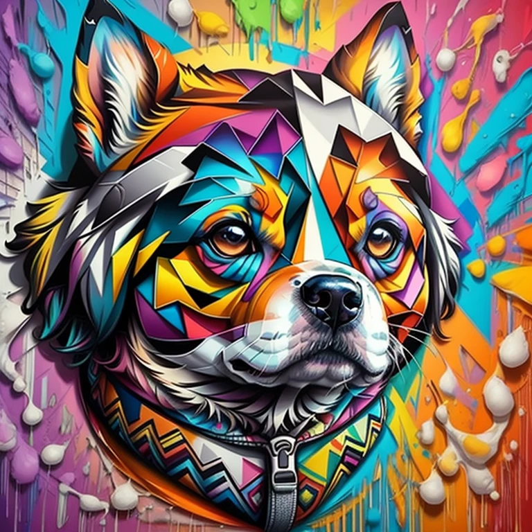 (dog), Eduardo Kobra padding ,wall PORTRAIT geometric multidimensional, art, chibi,
yang08k, beautiful, colorful,
masterpieces, top quality, best quality, official art, beautiful and aesthetic,