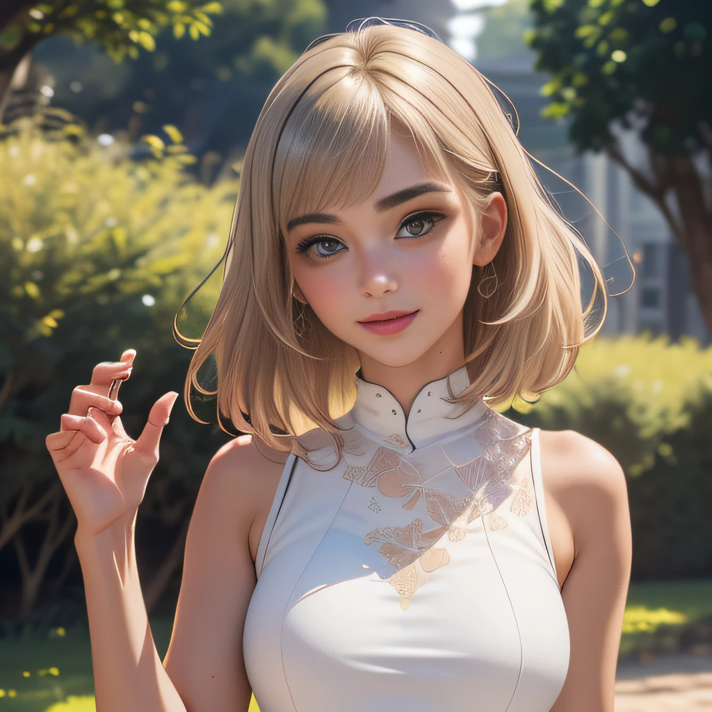 (Extremely detailed 8k wallpaper:2), (photo:2), (22 years old soigne Beautiful girl:2), (gives a lecture to friends:2), detailed (Face and eyes), (hyper realistic:1), (highly detailed:1), (epic realistic:1), rim light, (maximum details:1), cozy, (fullbody:1.3), (looking at viewer:2), (Woman's Attractive Qualities:2), (Attractive Woman:2), (Attractive:2), Smile, Intelligence, Empathy, Gracefulness, Sense of Style, Fitness, Grooming, Optimism, (Sensitivity:2), Sincerity, Romantic Gestures, Playfulness, Fashion Sense, (Sensuality:2), Charm, Modesty, Thoughtfulness, (Femininity:1), Flirtatiousness, Warmth, (Physical attractiveness:2), A beautiful smile, A love of life, strength and power, vulnerability, curiosity, wonder, love, (nature background:2), kawaii, waifu, Beautiful breasts, (attractive body:2), (Beautiful body:2), Beautiful pose, attractive pose, (Beautiful legs:1.0), (Beautiful clothes:1), (classic clothes:2), (elegant clothes:2), (European clothes:2), detailed clothes, (skirt:1), (blouse:1), (provocative pose)