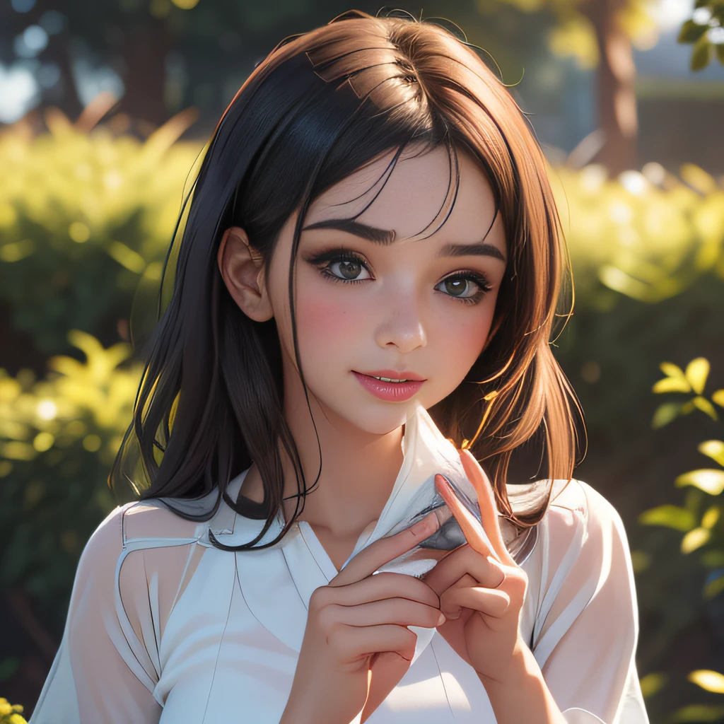 (Extremely detailed 8k wallpaper:2), (photo:2), (26 years old soigne Beautiful girl:2), (gives a lecture to friends:2), detailed (Face and eyes), (hyper realistic:1), (highly detailed:1), (epic realistic:1), rim light, (maximum details:1), cozy, (fullbody:1.3), (looking at viewer:2), (Woman's Attractive Qualities:2), (Attractive Woman:2), (Attractive:2), Smile, Intelligence, Empathy, Gracefulness, Sense of Style, Fitness, Grooming, Optimism, (Sensitivity:2), Sincerity, Romantic Gestures, Playfulness, Fashion Sense, (Sensuality:2), Charm, Modesty, Thoughtfulness, (Femininity:1), Flirtatiousness, Warmth, (Physical attractiveness:2), A beautiful smile, A love of life, strength and power, vulnerability, curiosity, wonder, love, (nature background:2), kawaii, waifu, Beautiful breasts, (attractive body:2), (Beautiful body:2), Beautiful pose, attractive pose, (Beautiful legs:1.0), (Beautiful clothes:1), (classic clothes:2), (elegant clothes:2), (European clothes:2), detailed clothes, (skirt:1), (blouse:1), (provocative pose)