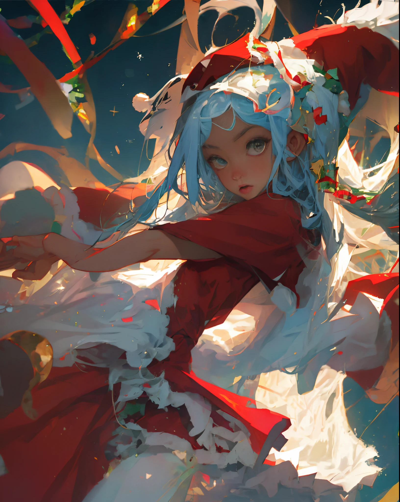 Christmas santa girl with animesque